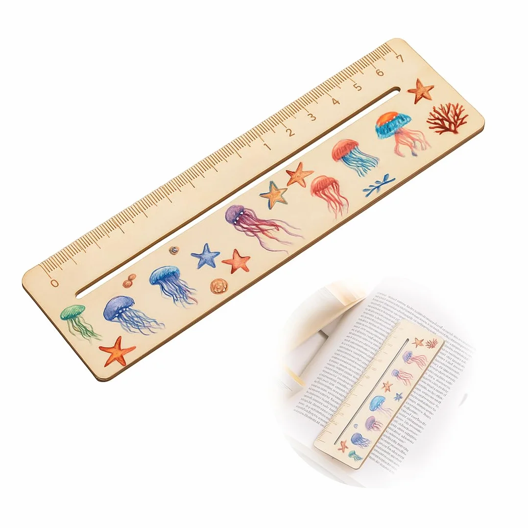 JEYORZY Righello per Lettura Bambini 18 cm Legno Strumento Assistenza Lettura Personalizzato Regali Ingresso Medusa