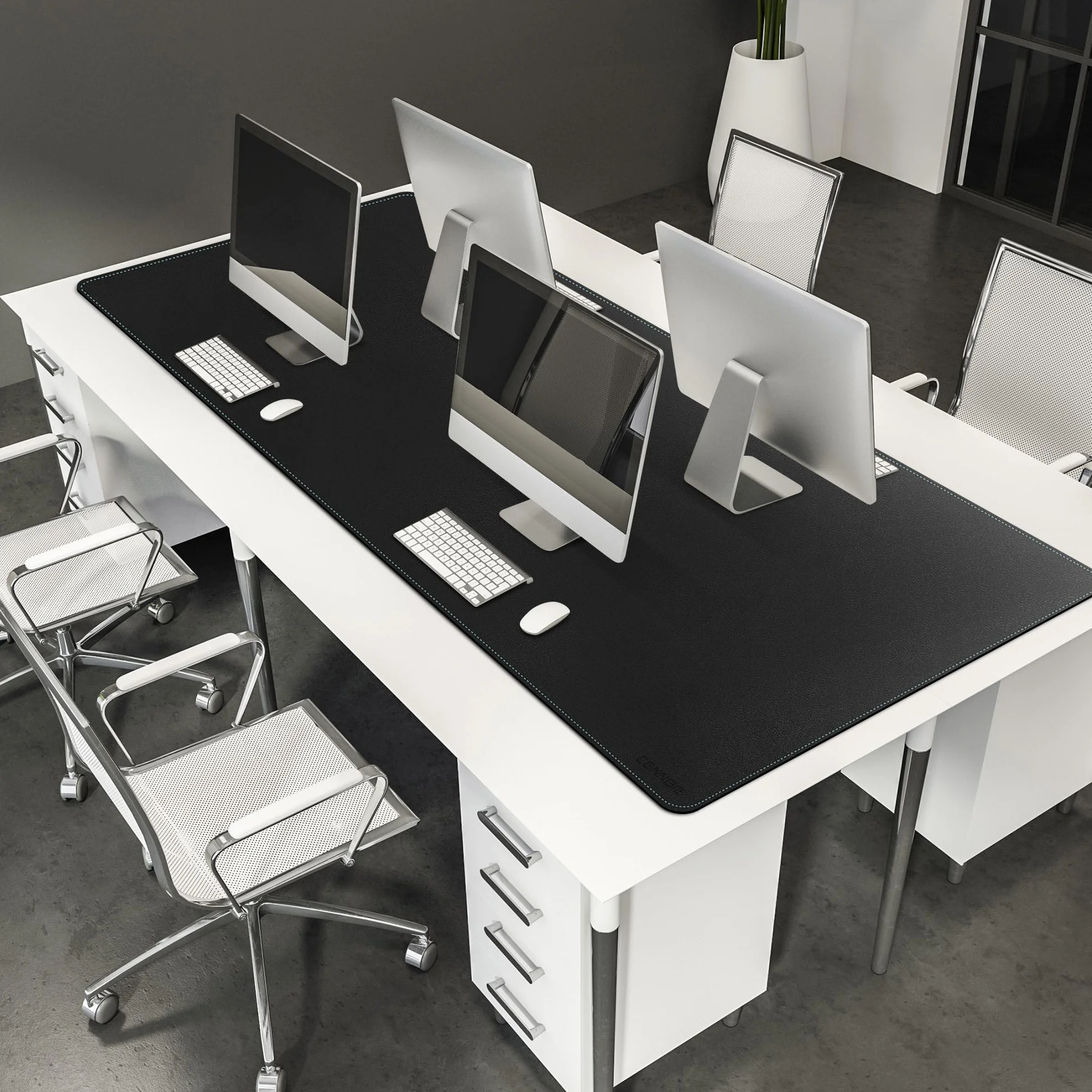 CENNBIE Tappetino da scrivania in pelle PU 180x70 cm impermeabile per mouse, ufficio e casa (Nero)