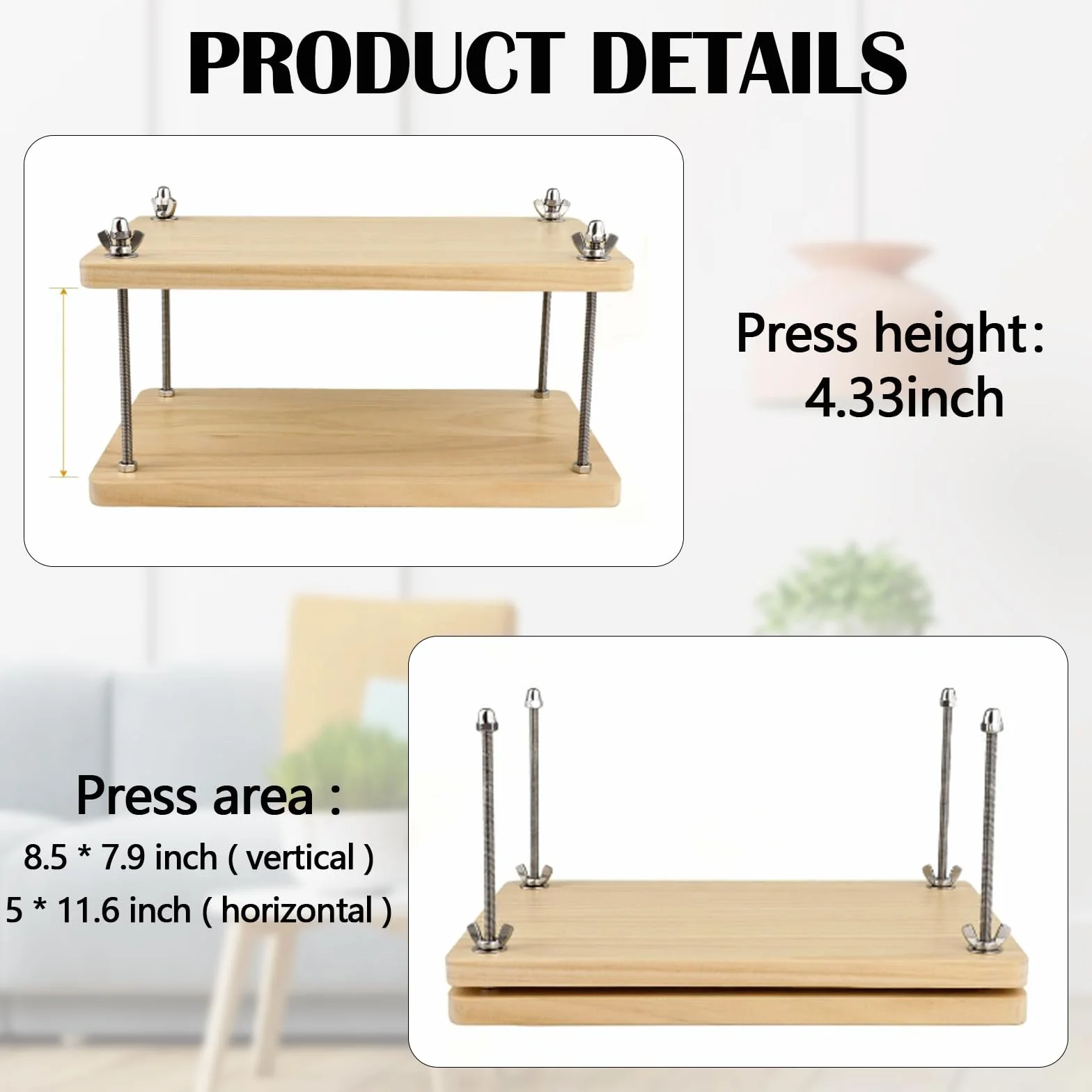 Pressa Per Libri In Legno, 30x20cm Strumento Di Rilegatura Manuale Multifunzionale Resistente Accessori Forniture Per Rilegatura Per Casa Scuola Ufficio Fai Da Te