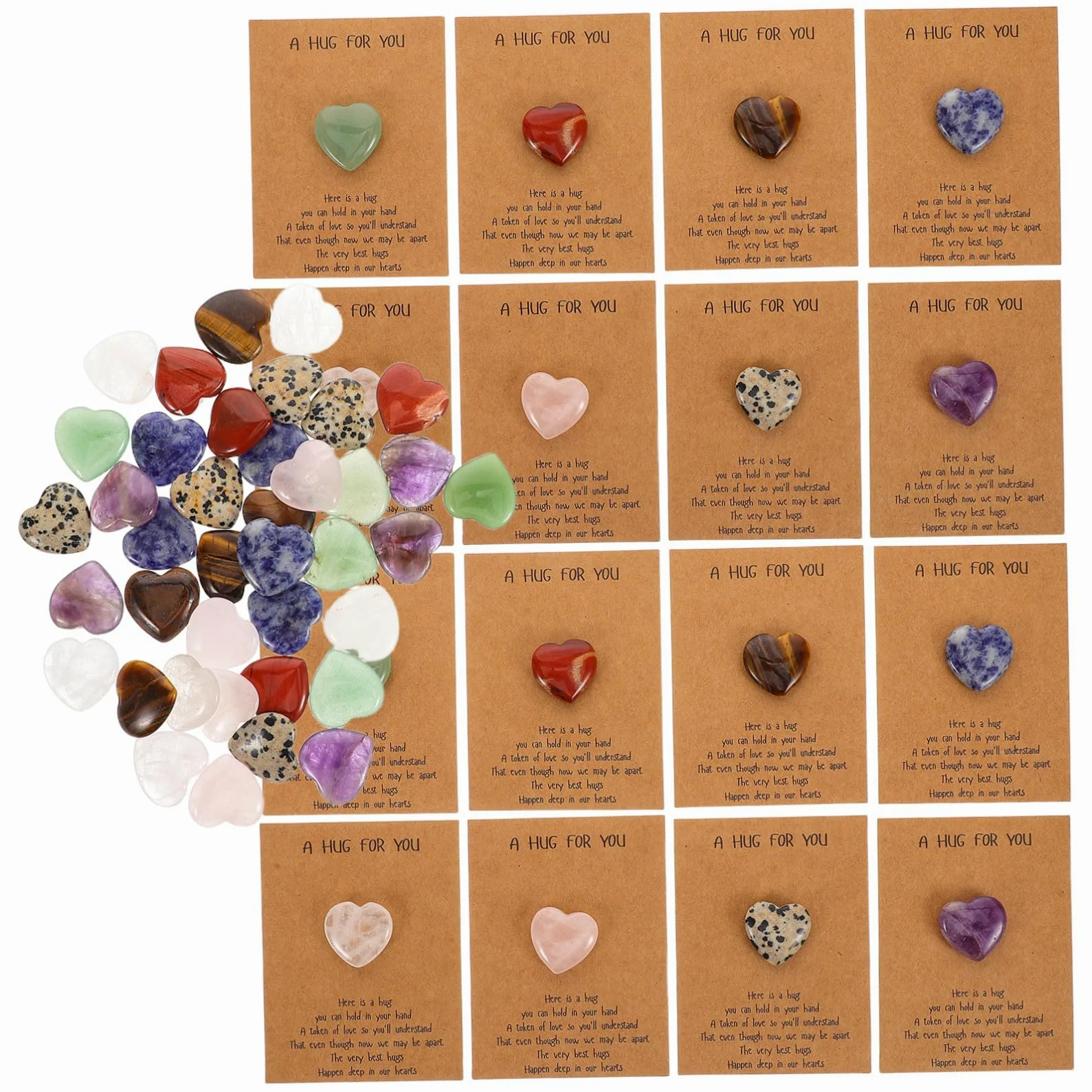 Mipcase Biglietti D’Auguri con Pietra Naturale a Forma di Cuore Set da 40 Pezzi per Festa degli Innamorati e Compleanno Decorazione Romantica per Scambio di Auguri e Regalo