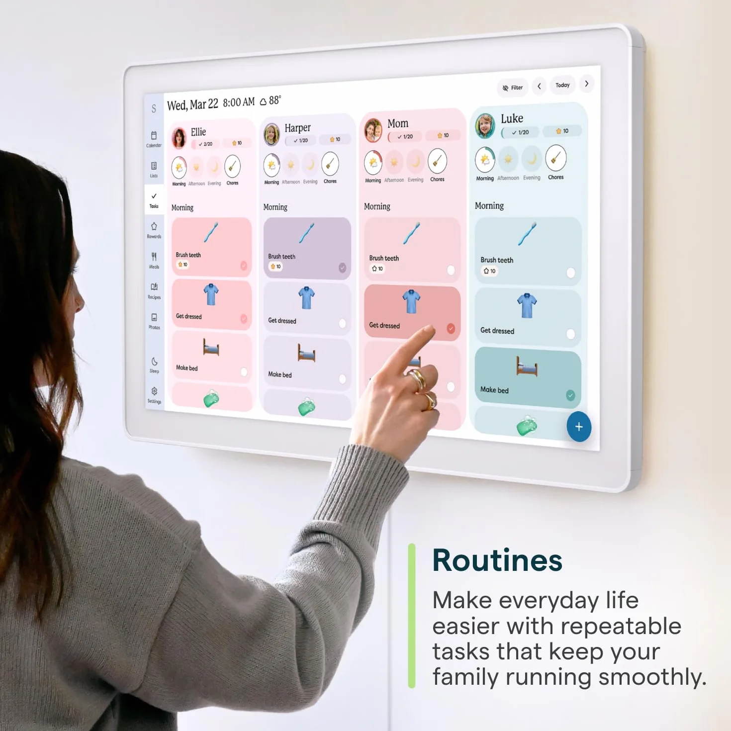 Skylight Calendar Max: Calendario Digitale Intelligente da 27 Pollici e Grafico delle Faccende, Organizzatore Familiare con Display Touchscreen Interattivo – Montabile a Parete in Verticale o