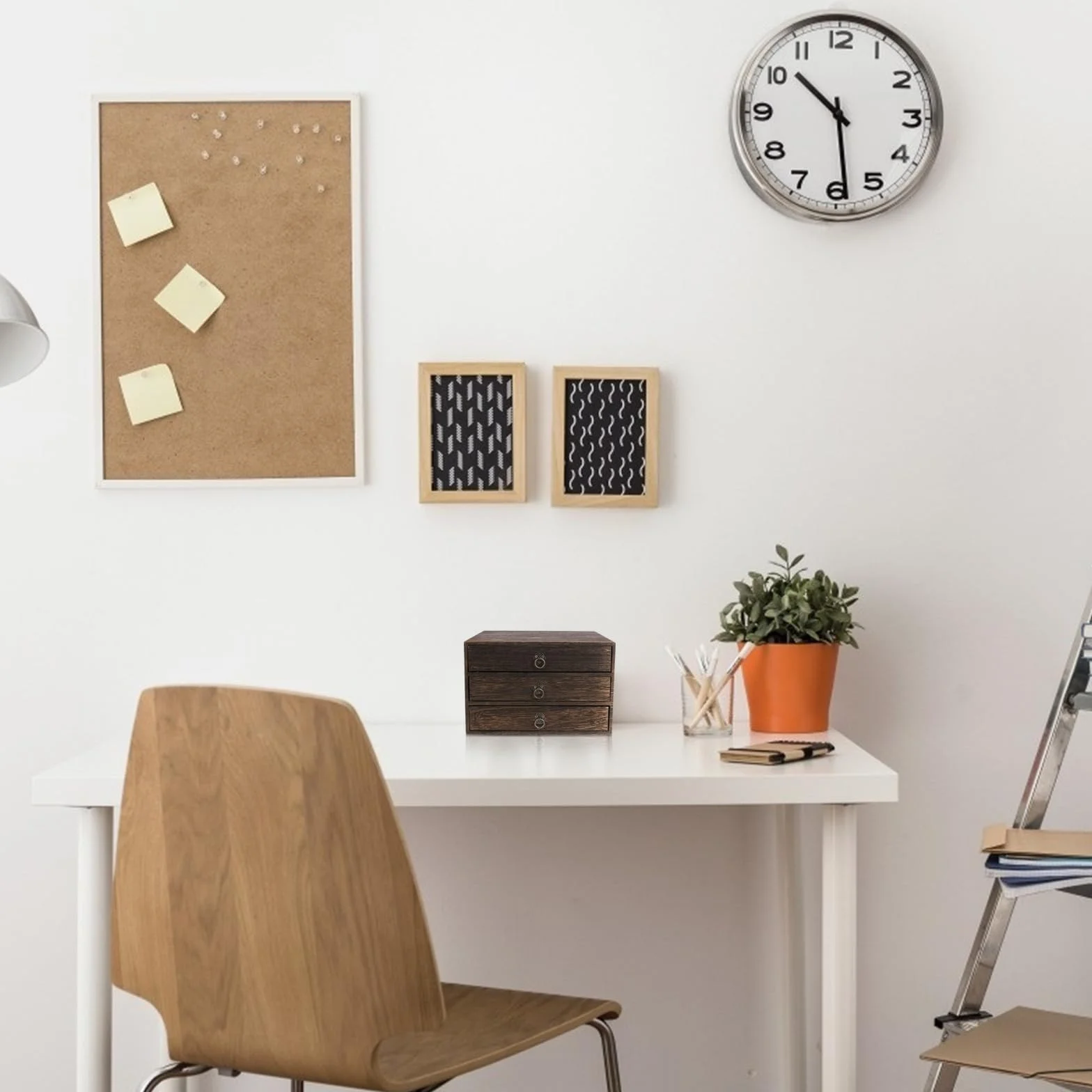 Ciieeo Mobile Cassettiera in Legno 3 Cassetti, Organizer Scrivania Scomparti Multipli, Portaoggetti per Home Office