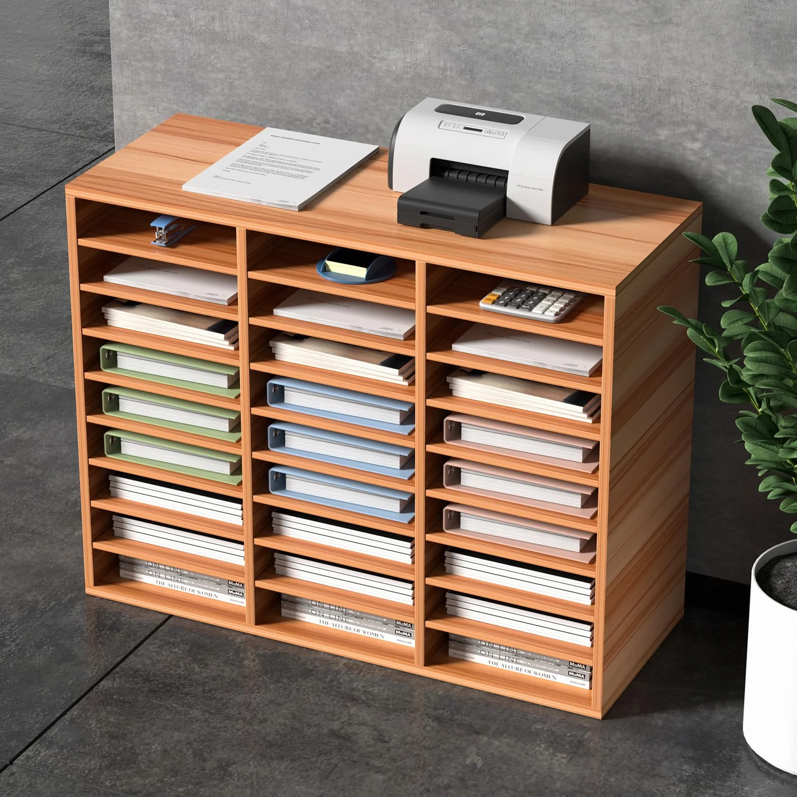 VEVOR Cassetto Mobiletto Portadocumenti max. 27 Scomparti Portadocumenti, Cassetto Portadocumenti in Legno Materiale MDF Organizzatore in Legno per Documenti Carte Riviste File per Ufficio, Scuola