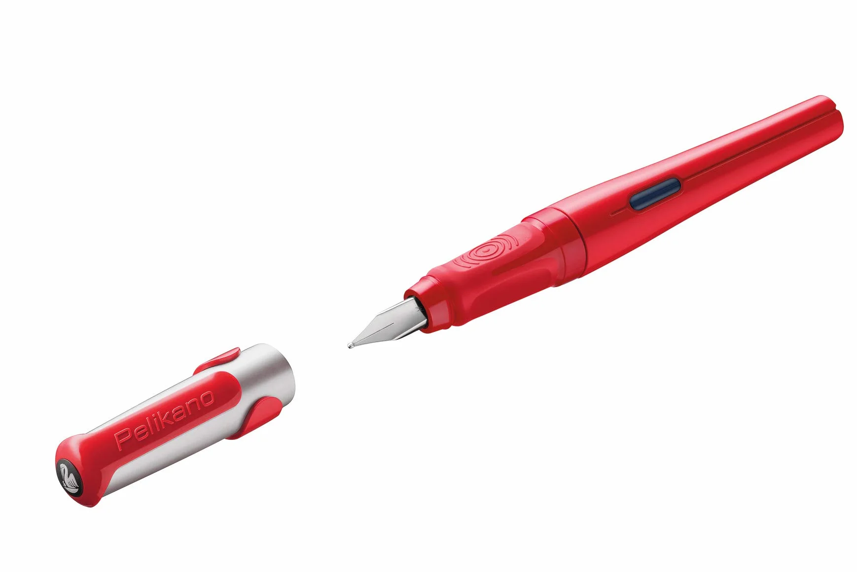 Pelikan 802994 Penna Stilografica a Cartuccia Fusto Rosso Pennino A Grip Antiscivolo Impugnatura Ergonomica Set Scuola