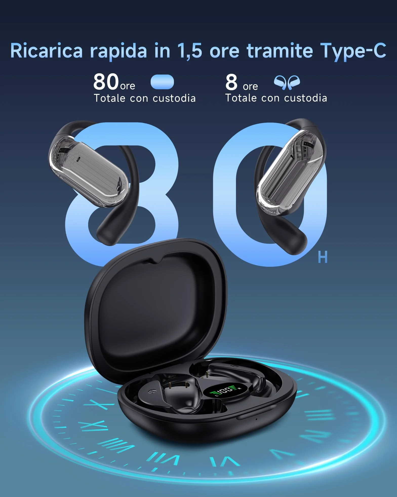 2026 Cuffie Traduzione Simultanea in 198 Lingue, 4 in1 Auricolari Traduttore Vocale Istantaneo Multilingue,Bluetooth 6.1 Wireless 80 ore con ENC Mics, Cuffie Traduzione Adatto per affari, viaggi