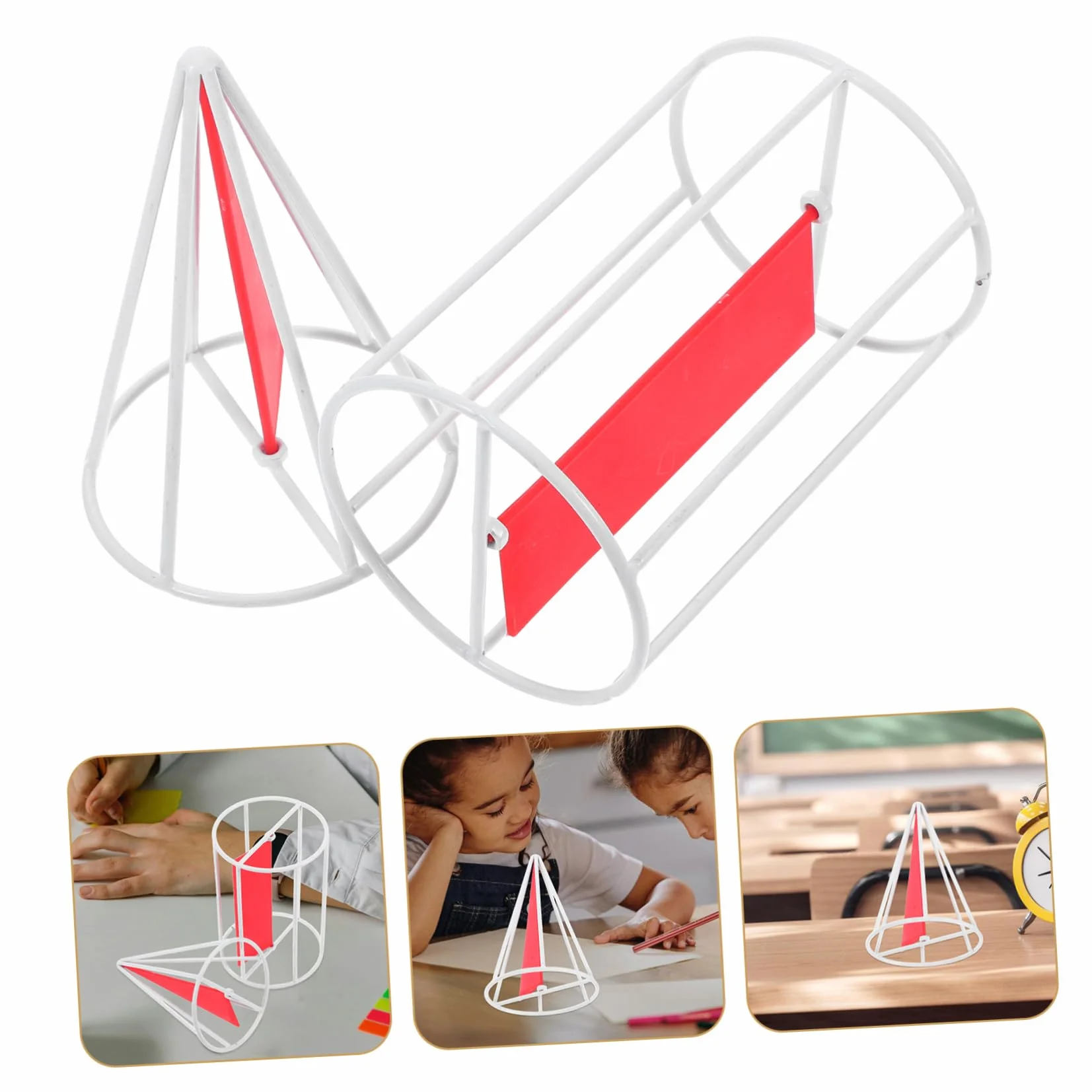 Set Dimostrativo di Solidi Geometrici in Ferro Rotante Cilindro e Cono per Scuola Elementare