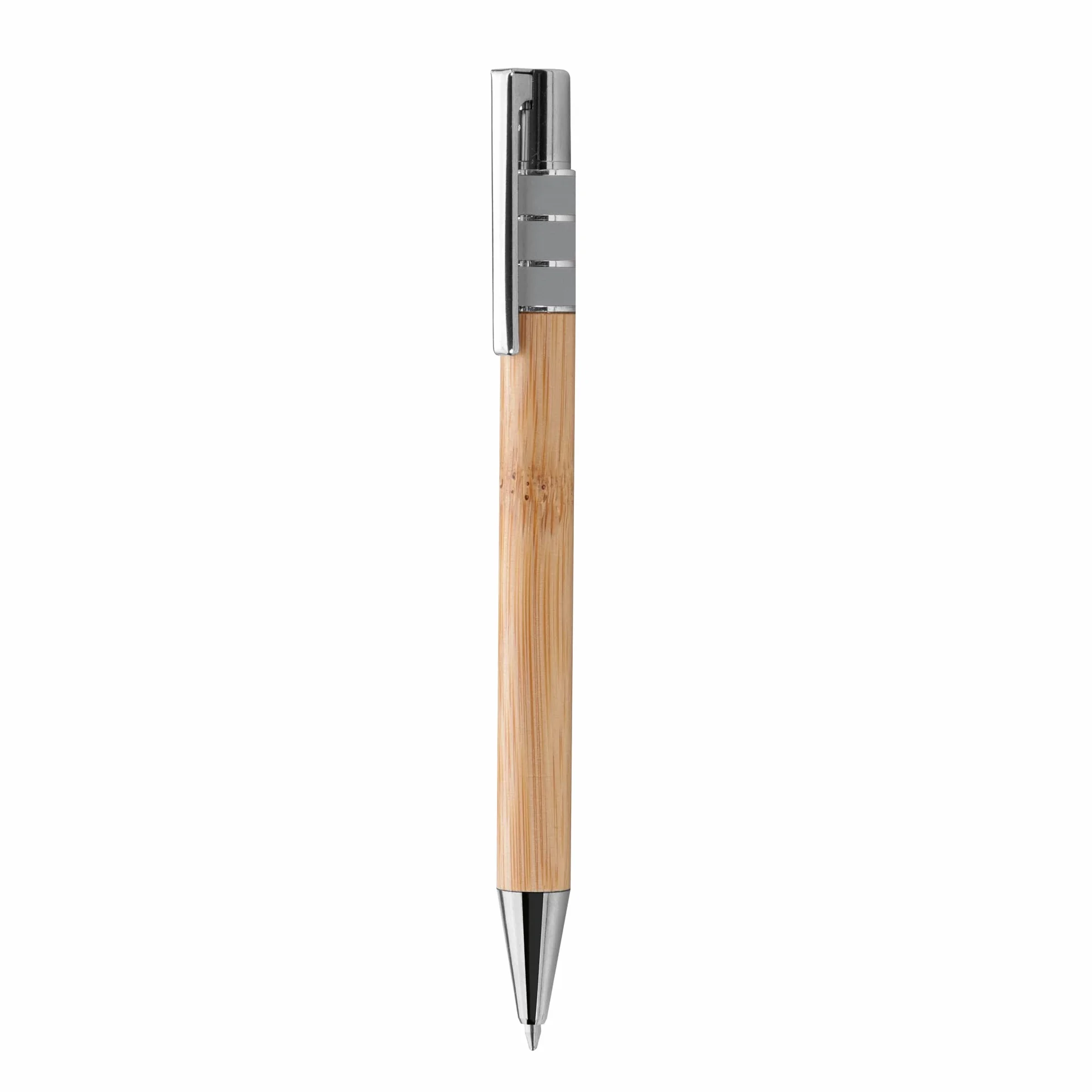 Penna a scatto in bamboo personalizzata con incisione laser e scatola regalo in legno PN13