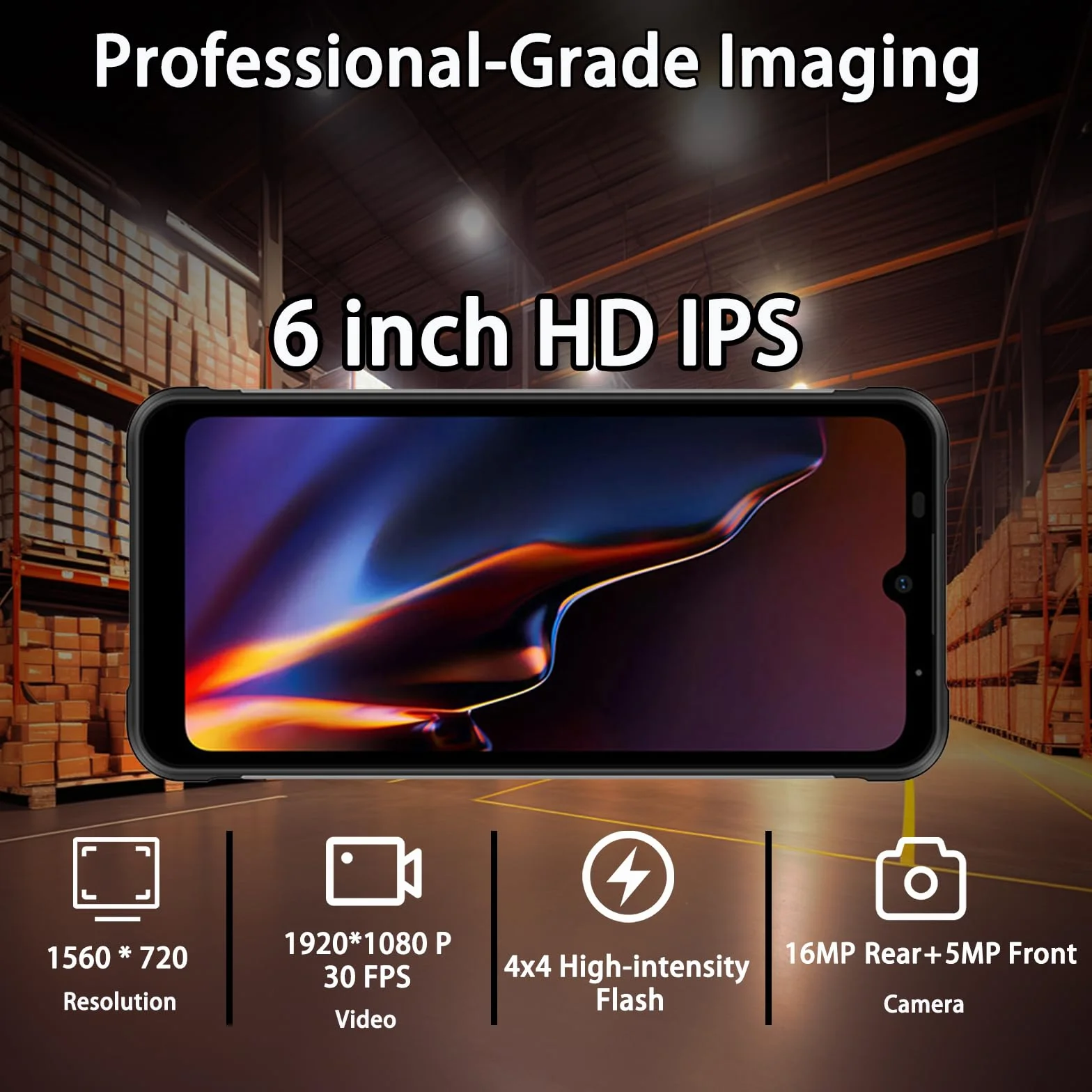 Scanner di Codici a Barre Android 15, PDA Industriale Rugged con Display Touch da 6,08", 4GB+64GB, Lettore 1D/2D, IP68, 4G/Wi-Fi 5/Bluetooth 5.2, Batteria da 5000mAh