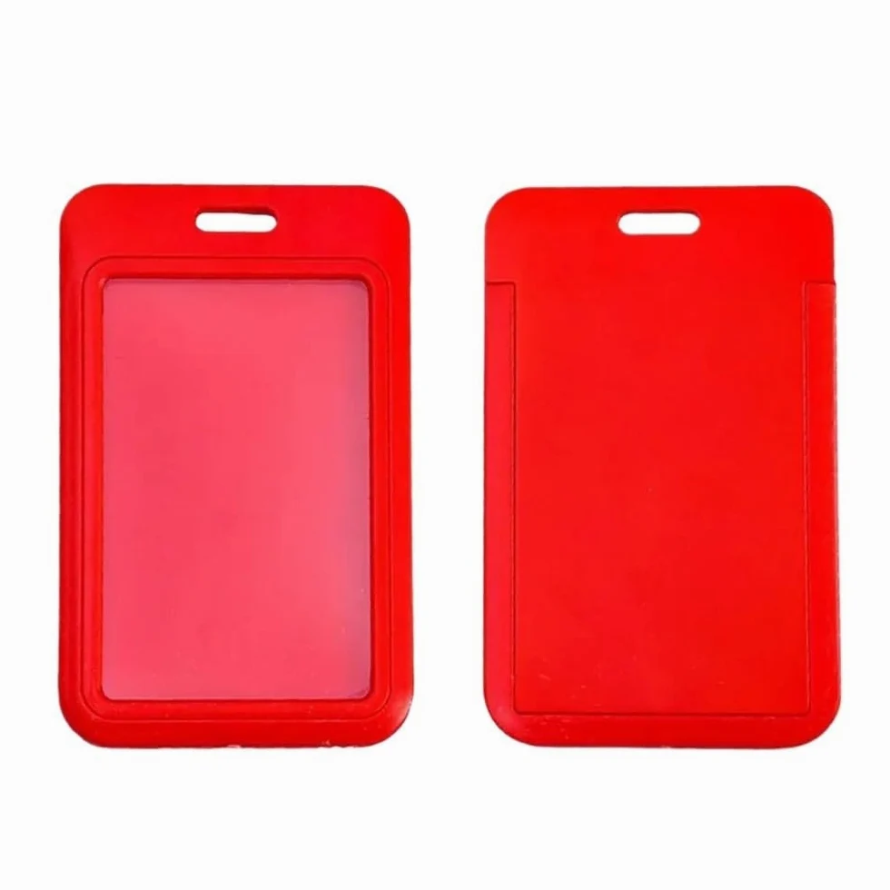 Porta badge scorrevole in plastica, 100 pezzi, porta badge, porta badge per pass bus, porta carte di credito (nero)