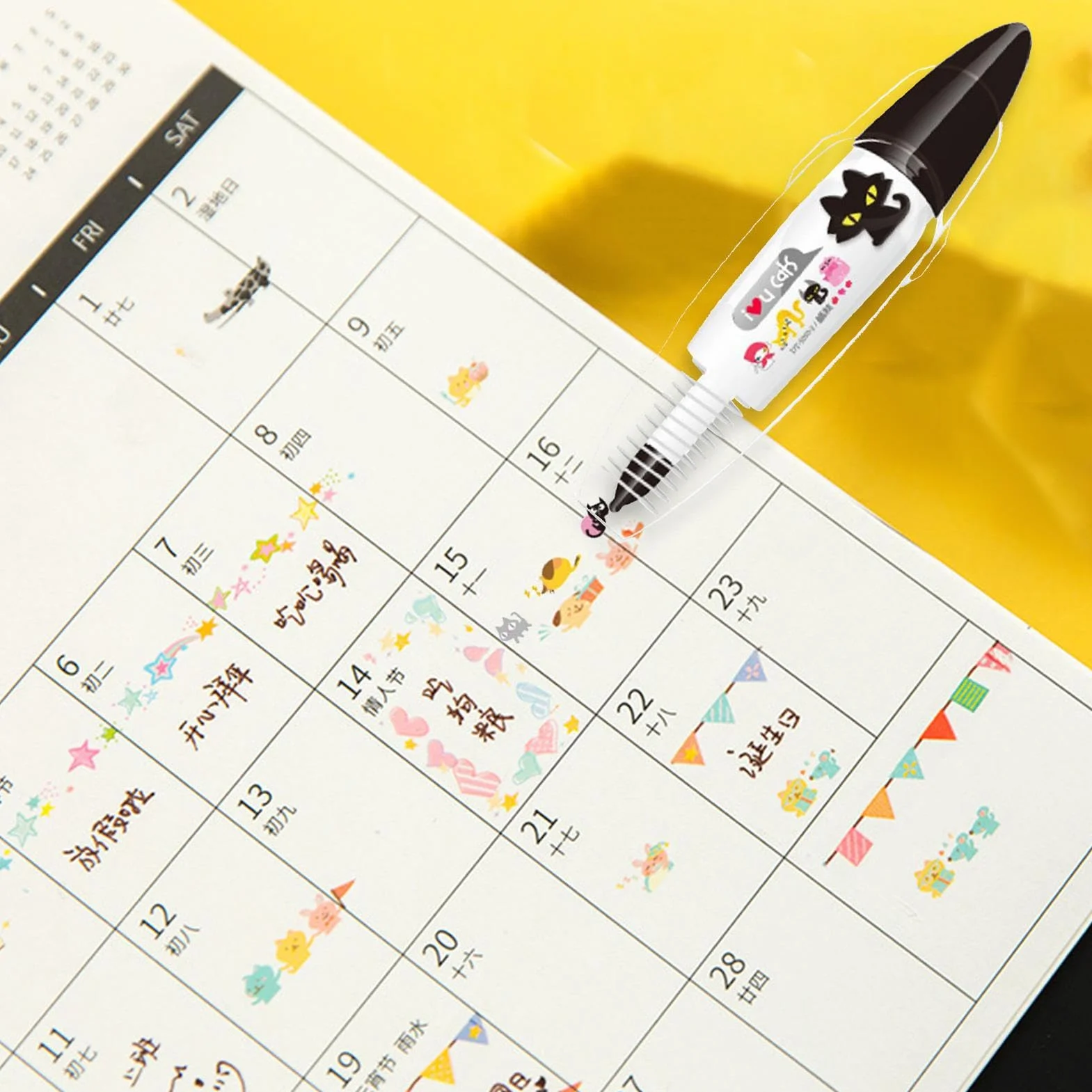 Penne Decorative con Motivo Fumetti per Scrapbooking