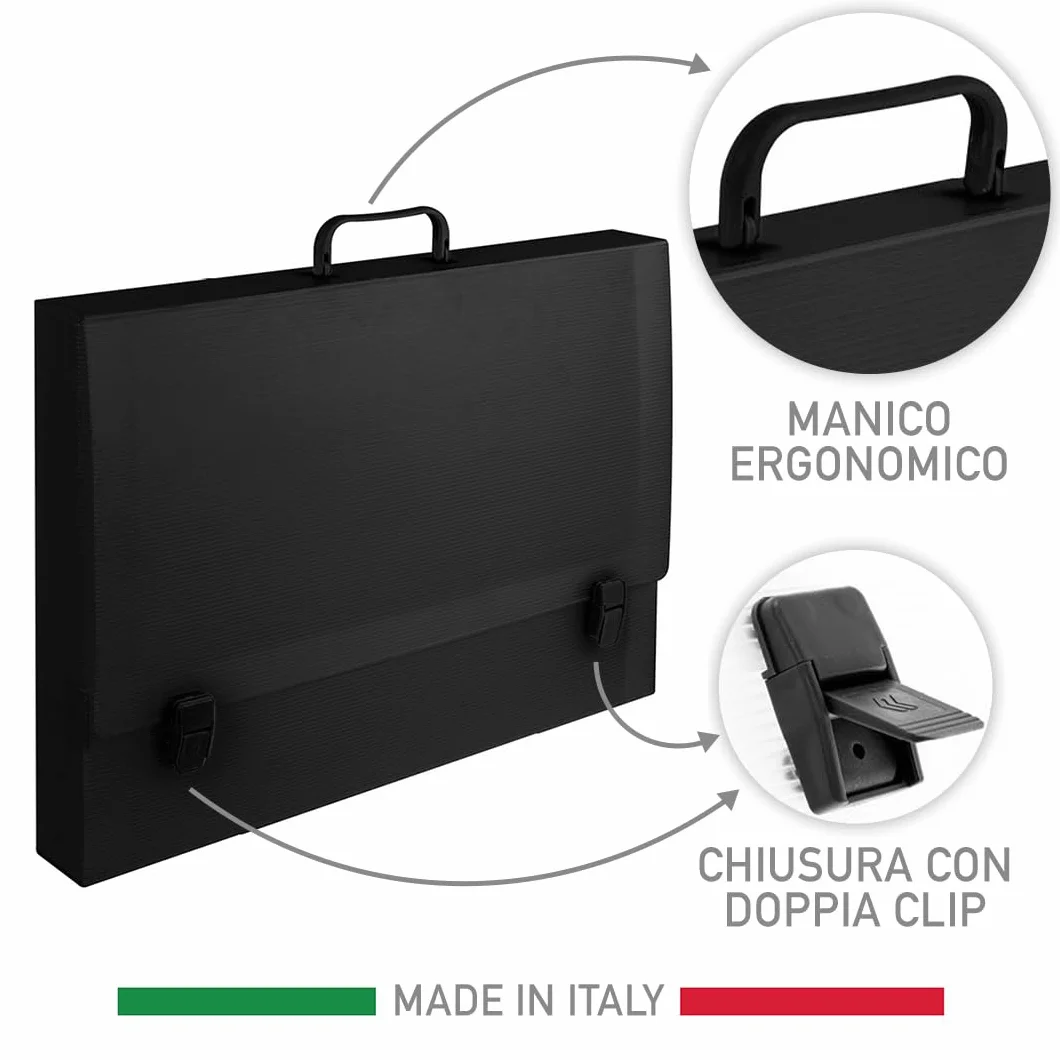 Pryma Valigetta Tecnica Nera Porta Disegni Documenti 56x36x6 cm