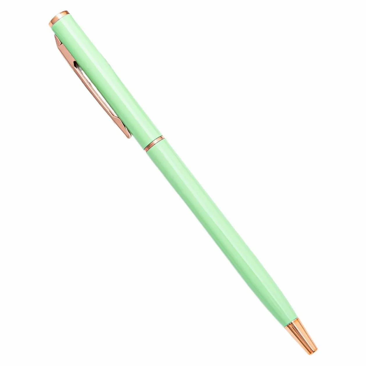 100 pz/lotto nuove penne a sfera sottili in metallo oro rosa argento pubblicità scuola forniture per ufficio logo personalizzato gratuito (stile 2-verde chiaro, blu)