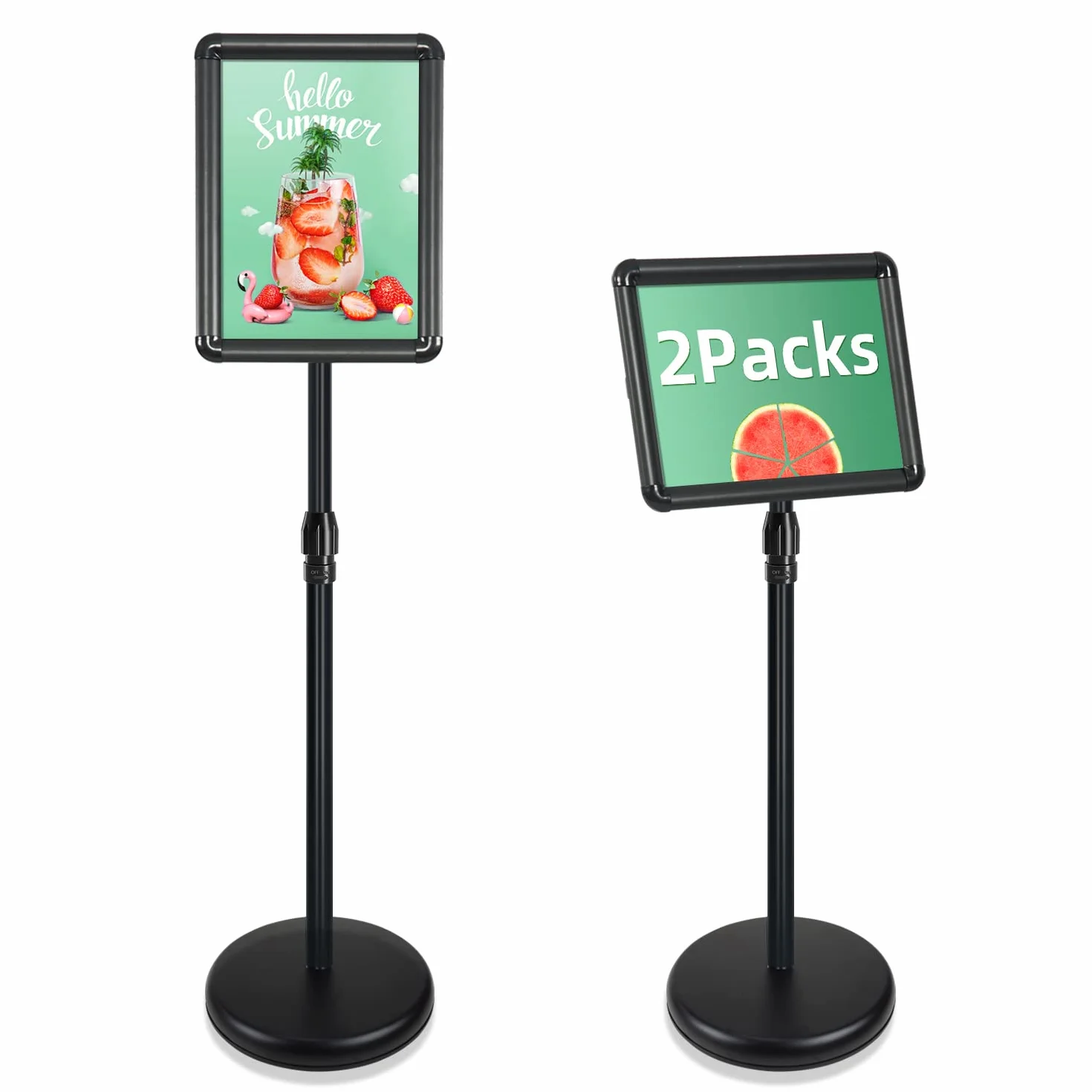 2pcs A4 Supporto Espositore Regolabile Poster Supporto da Pavimento Segno Avviso del Supporto, Il Porta Poster in Alluminio può Sostituire Rapidamente i Poster（nero）