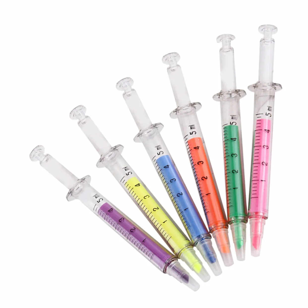 Penna Evidenziatore a Siringa in Plastica Set Da 24 Pezzi Colori Misti Evidenziatori Comodi Per Uso Domestico e Infermieri Strumenti Di Scrittura Creativi