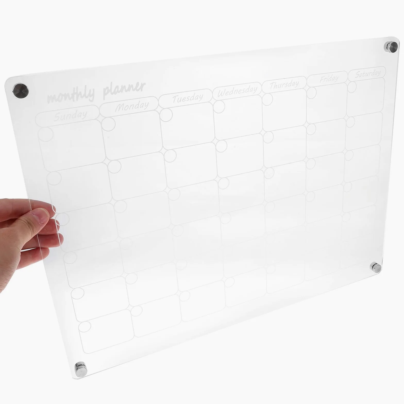 Calendario Magnetico Mensile e Settimanale Trasparente per Frigorifero Lavagna Meal Planner Cancellabile Secco con Magneti Resistenti Set Completo per Organizzare Programmi e Pasti