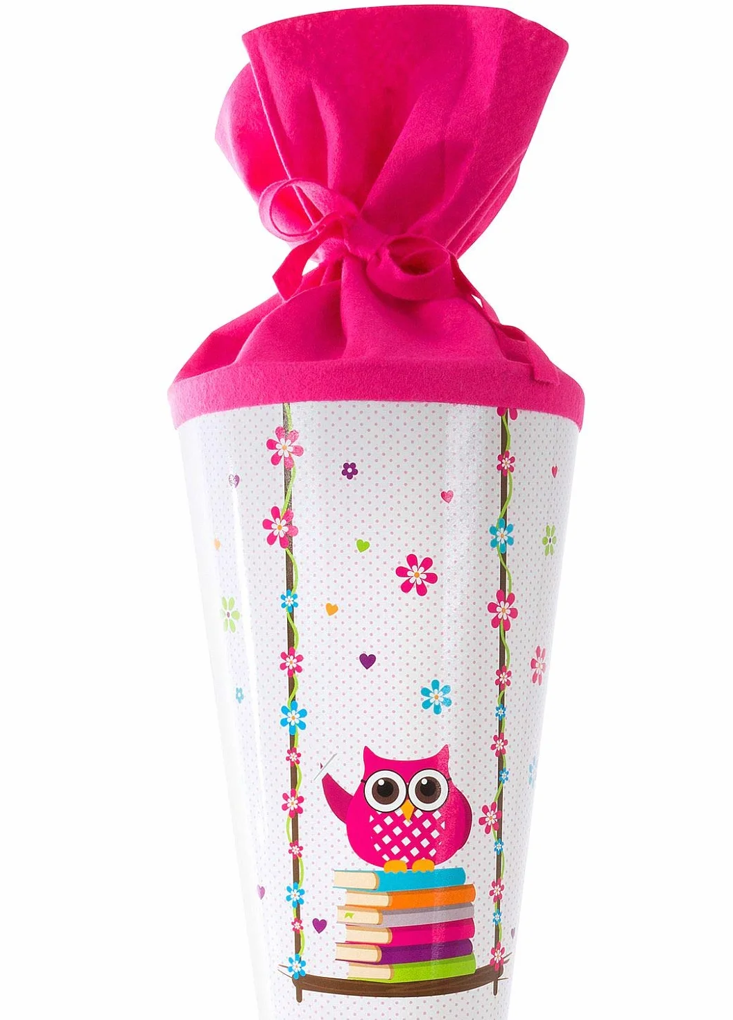 Goldbuch Sacchetto per la Scuola con Motivo Gufi, Sacchetto di Zucchero 70 cm, Sacchetto Regalo con Chiusura in Feltro