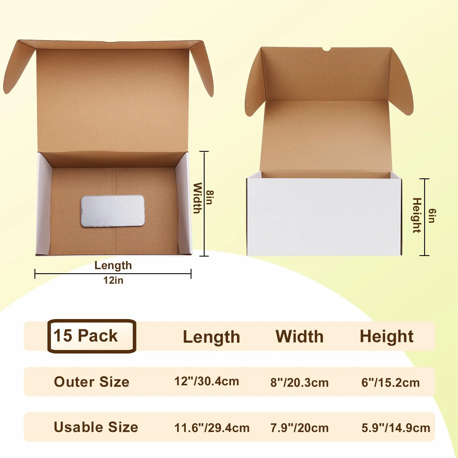RLAVBL Scatole di Cartone Ondulate 30.48x20.32x15.24cm, Set di 15 Bianca