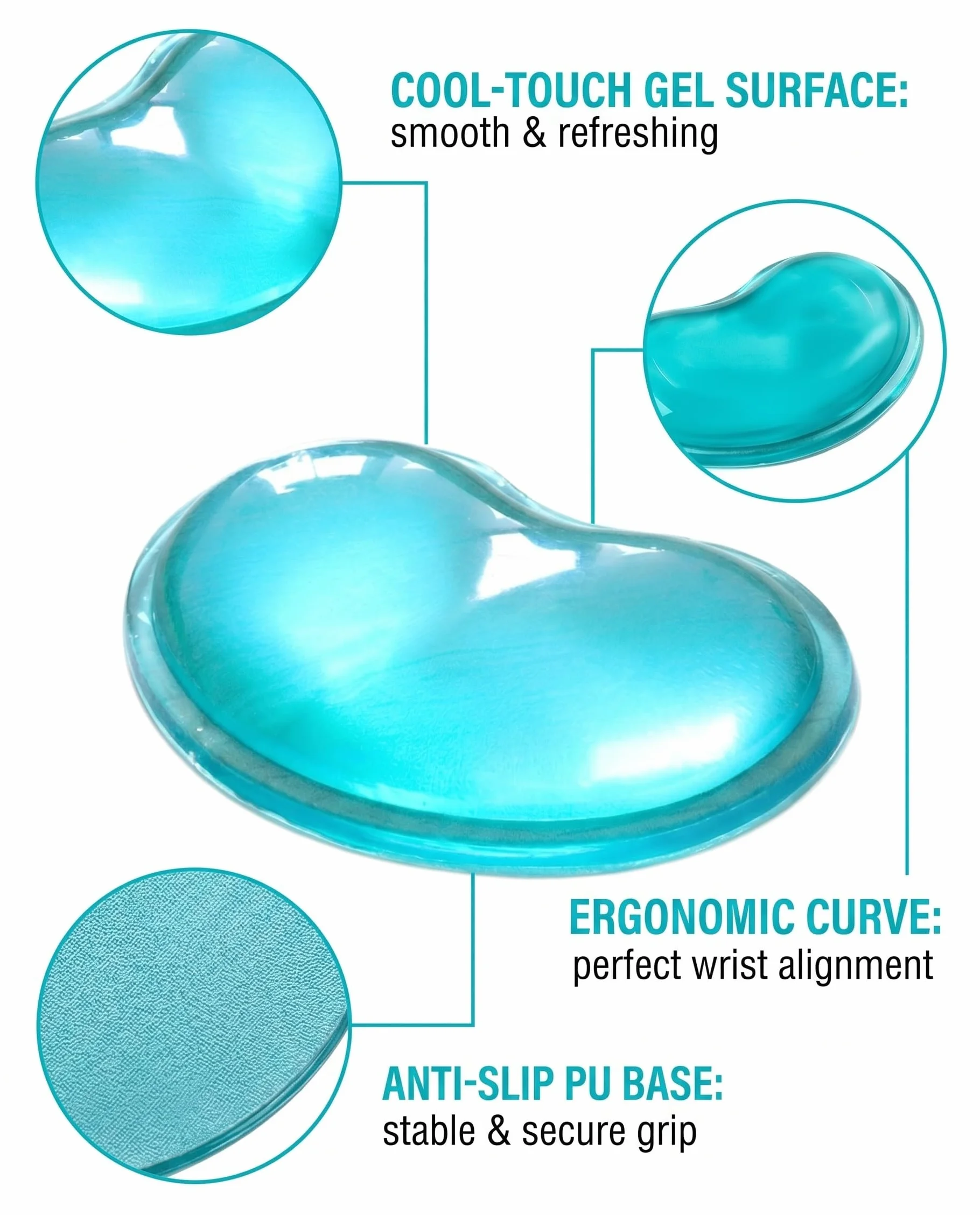 Poggiapolsi Crystals Gel Ergonomico 2 Pezzi, Tappetino Mouse a Forma di Cuore Morbido Cuscino per Polso Viola Verde