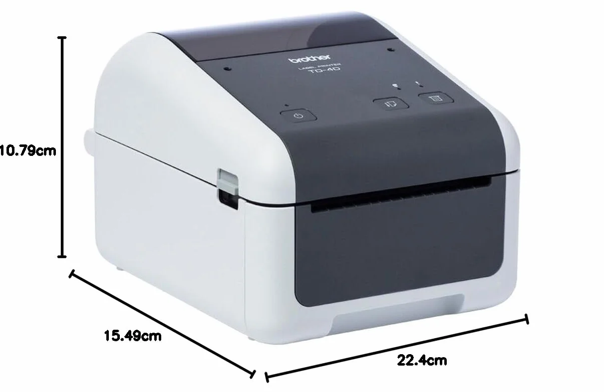 Brother TD4420DN | Stampante di etichette desktop | Termica diretta | Etichette da 4" | 203mm/sec | LAN, USB 2.0 e porta seriale RS232C
