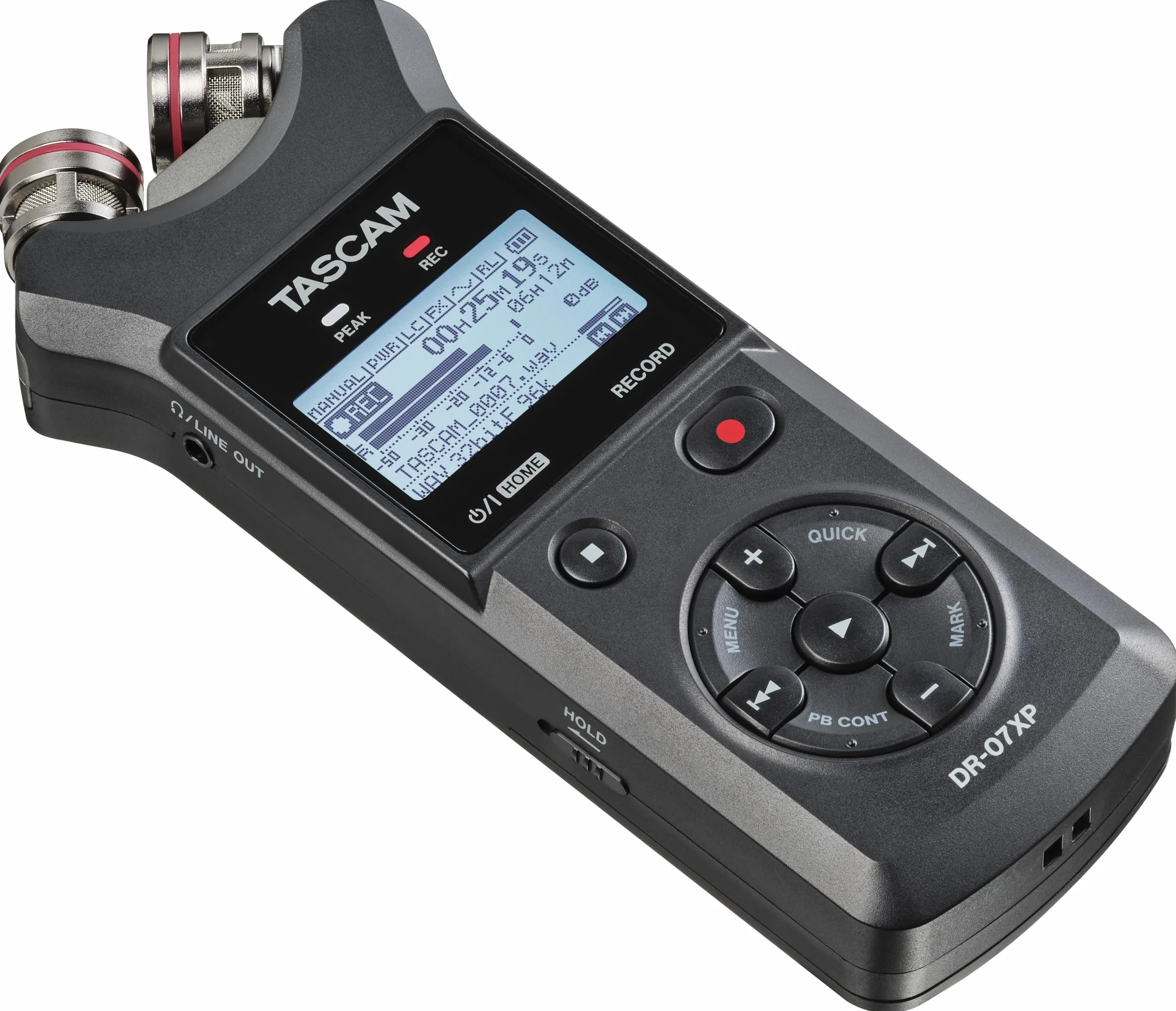 Tascam DR-07XP - Registratore portatile portatile a 2 canali a 32 bit con microfoni regolabili e interfaccia audio USB-C