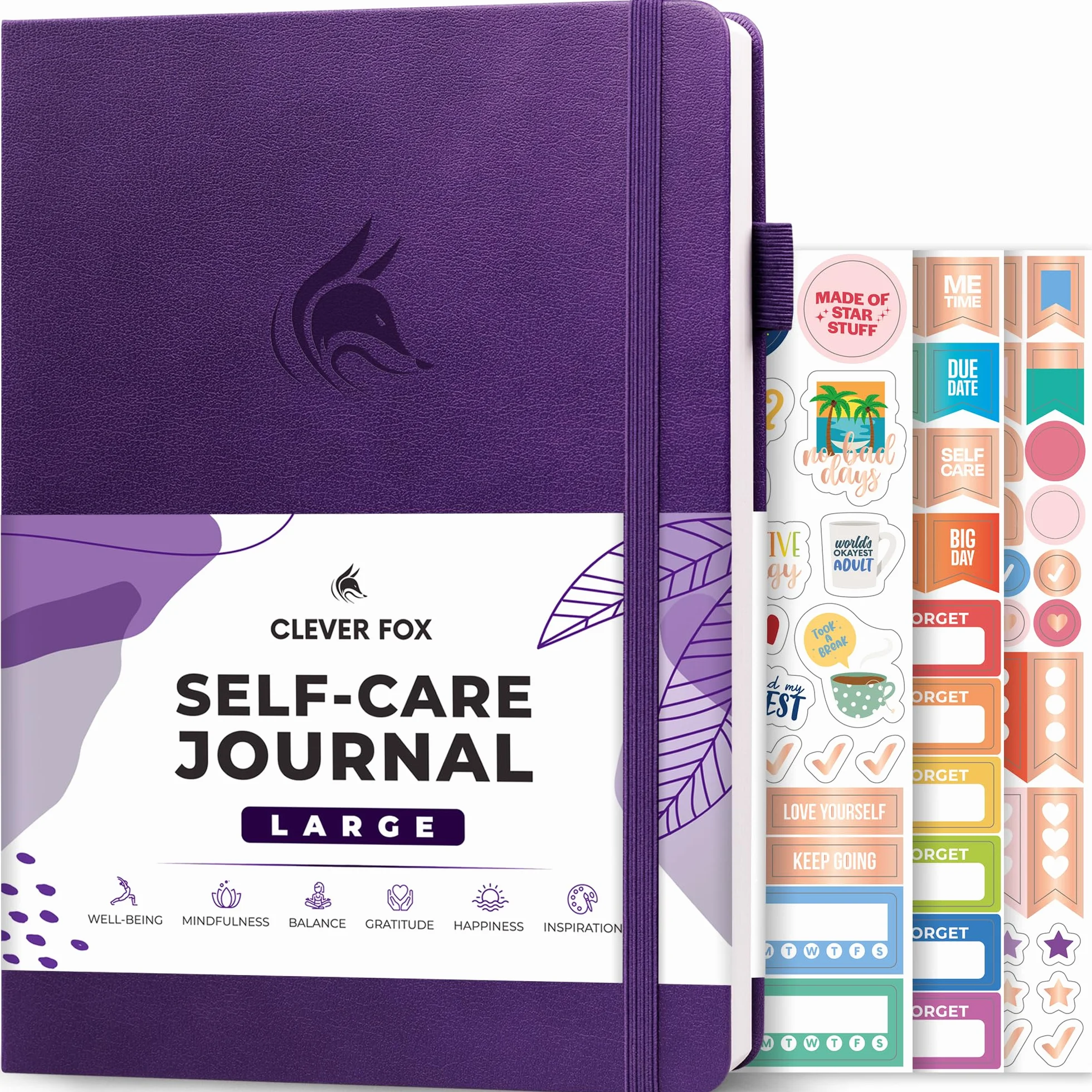 Clever Fox Diario per la cura di sé, diario benessere e riflessione quotidiana, per la salute mentale e lo sviluppo personale, diario per la cura di sé, meditazione e umore, per donne e uomini, grande