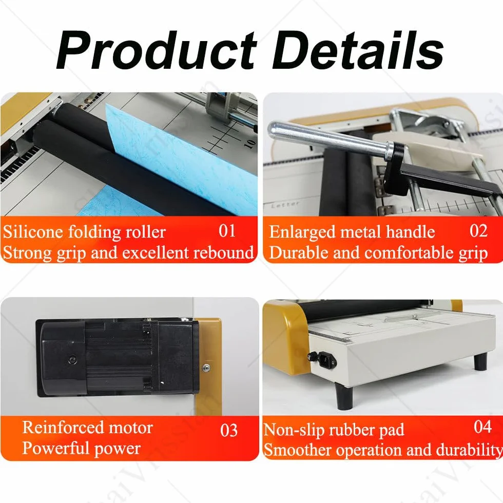 Cucitrice Elettrica per Libri Piegatrice per Brochure A3 Automatica a Pinzatura Piatta con Cucitura a Sella 11.69x16.54"