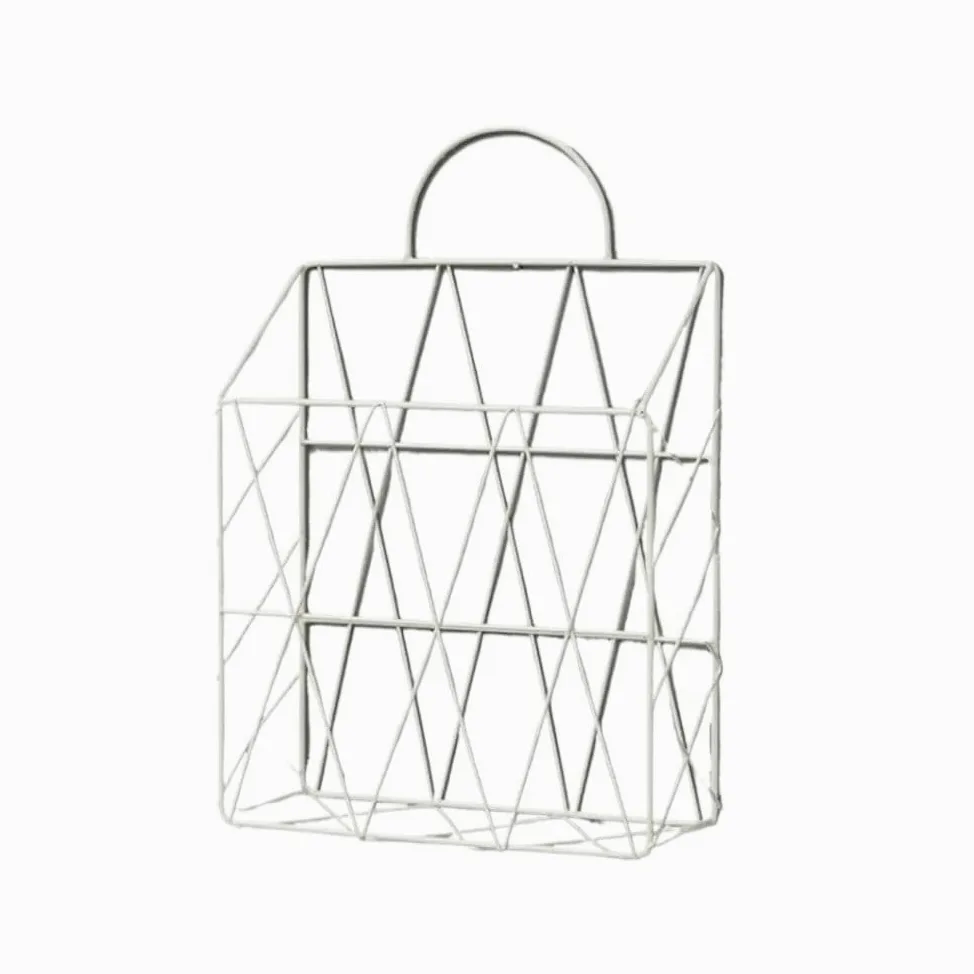 Organizzatore Mensole decorative for la casa in ferro da parete con portariviste portatile Porta Documenti(White handle)