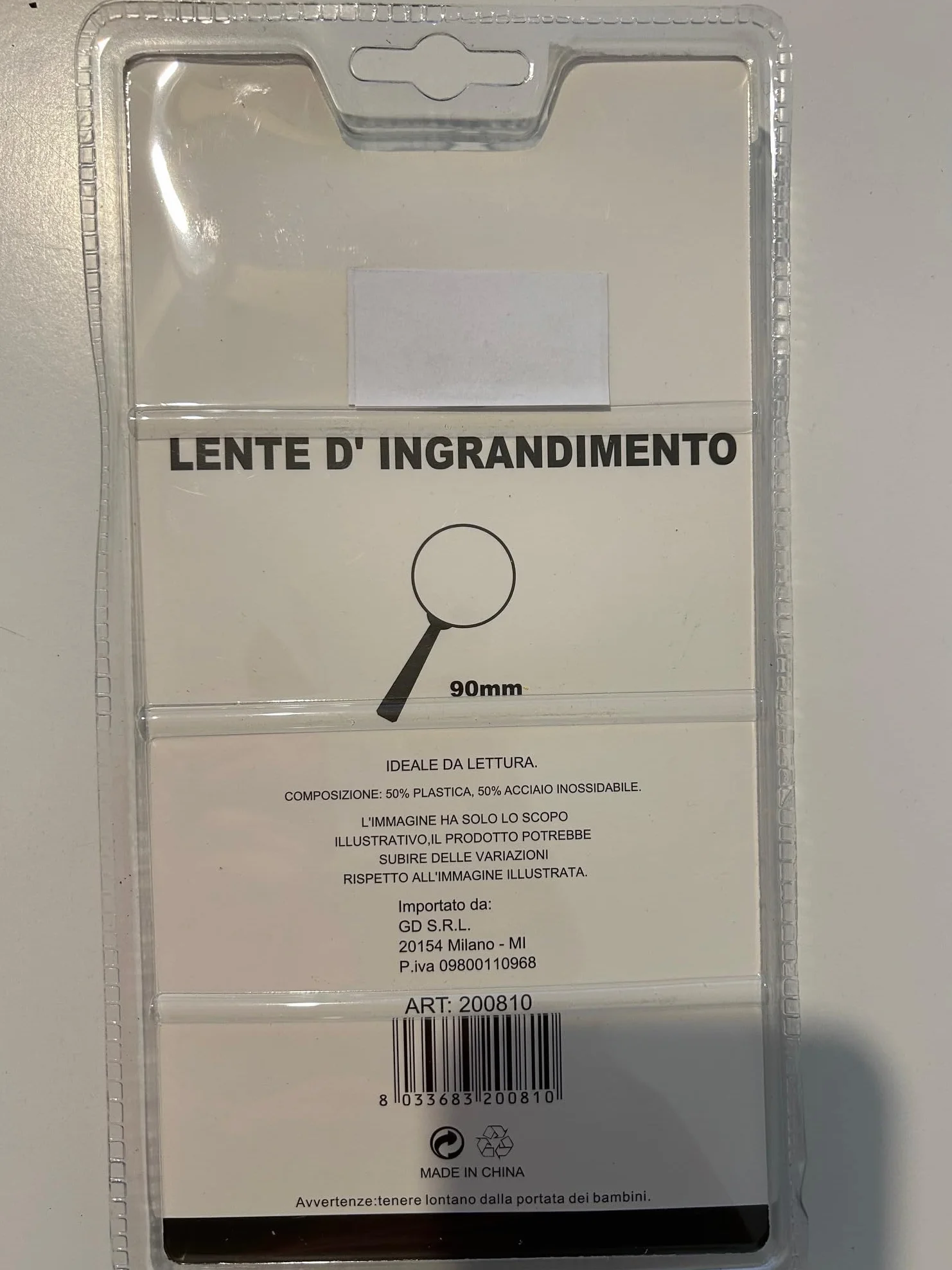 Lente d'Ingrandimento 90mm Acciaio Inossidabile Manico Antiscivolo
