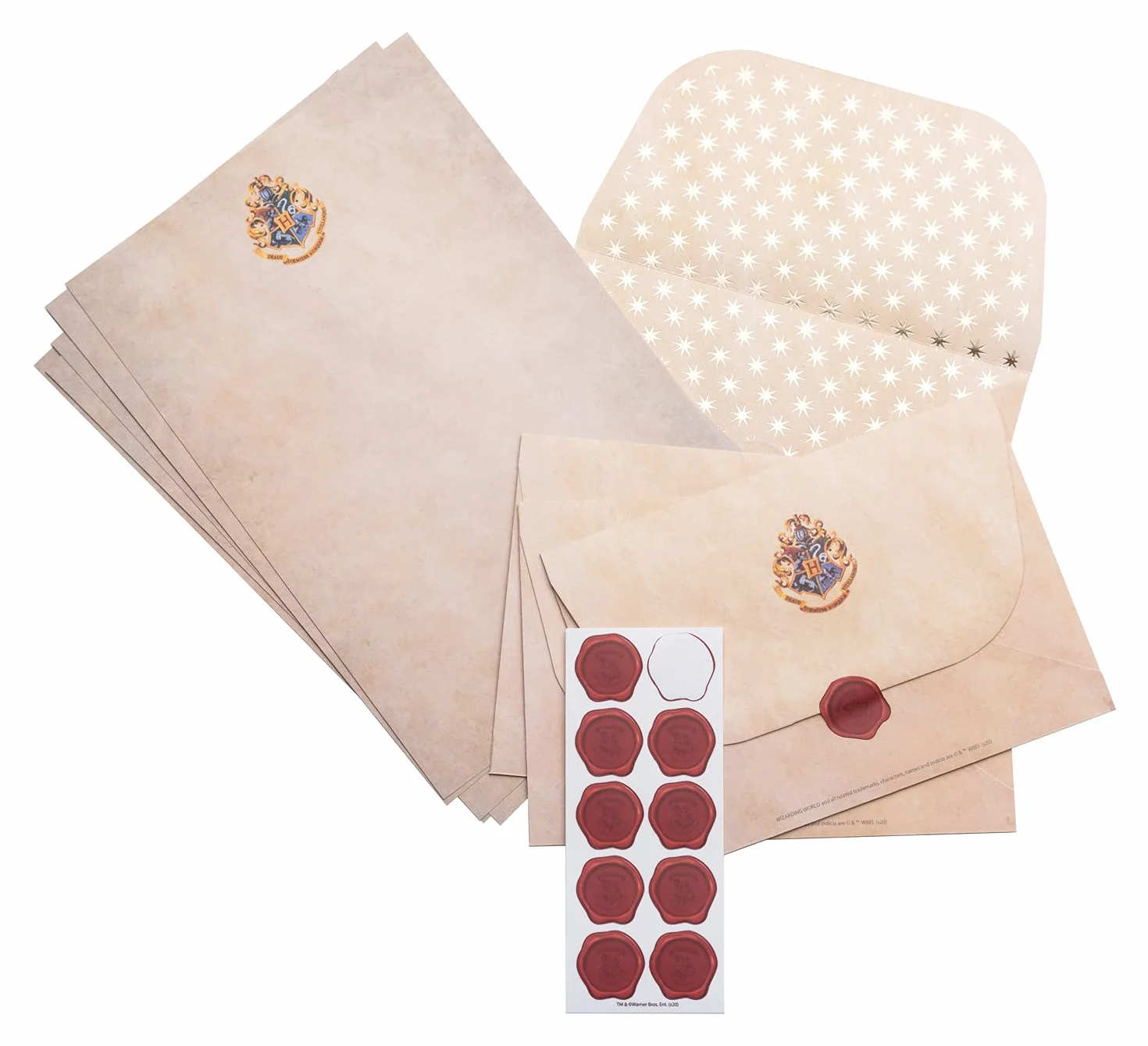 Grupo Erik Harry Potter Hogwarts Set Cancelleria Lettera - 20 fogli A5, 10 buste, 10 sigilli, Regalo Ufficiale