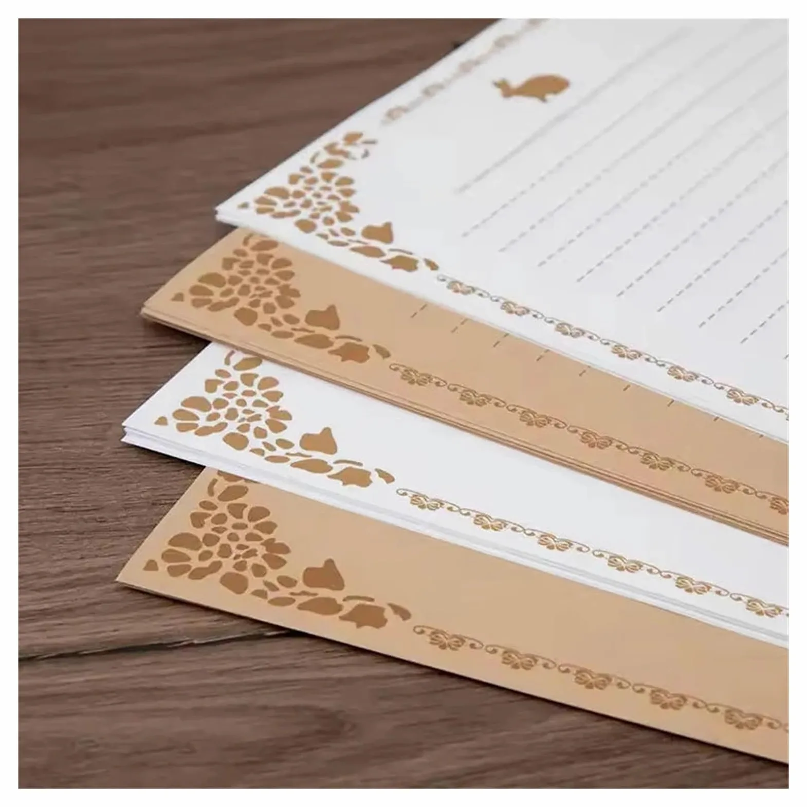 Carta Da Lettere Elegante Design floreale vintage da 100 pezzi | Set di carta da lettere Kraft in carta intestata, materiale scolastico for ufficio, carta da lettere di cancelleria(10)