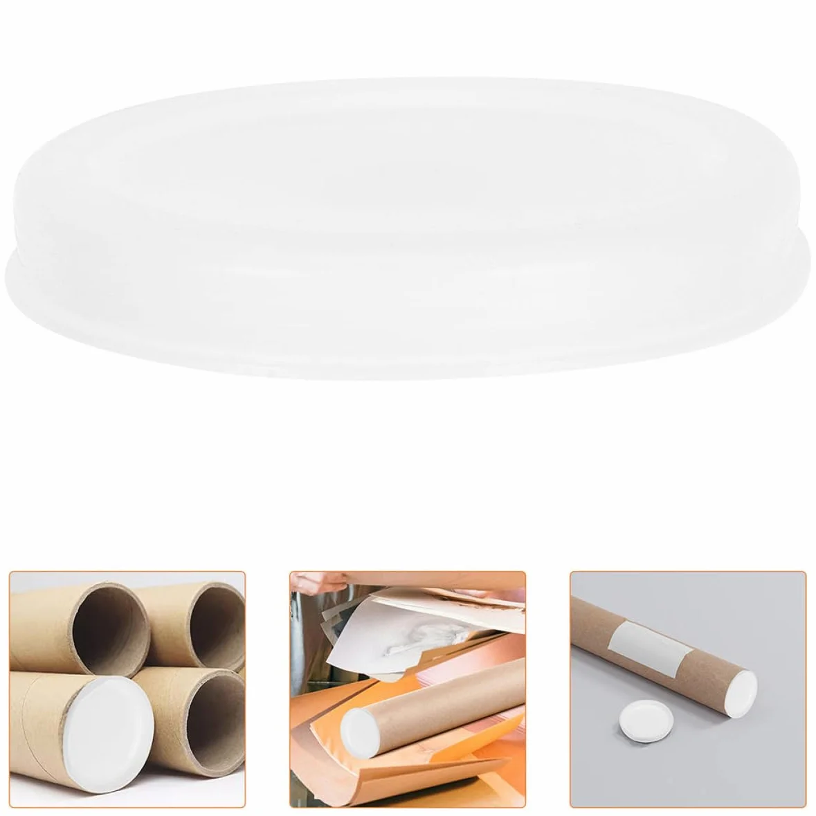 GLEAVI Tappi Terminali Rotondi 50 Pezzi Plastica Bianca Protezione Tubi Cartone Kraft Spedizione