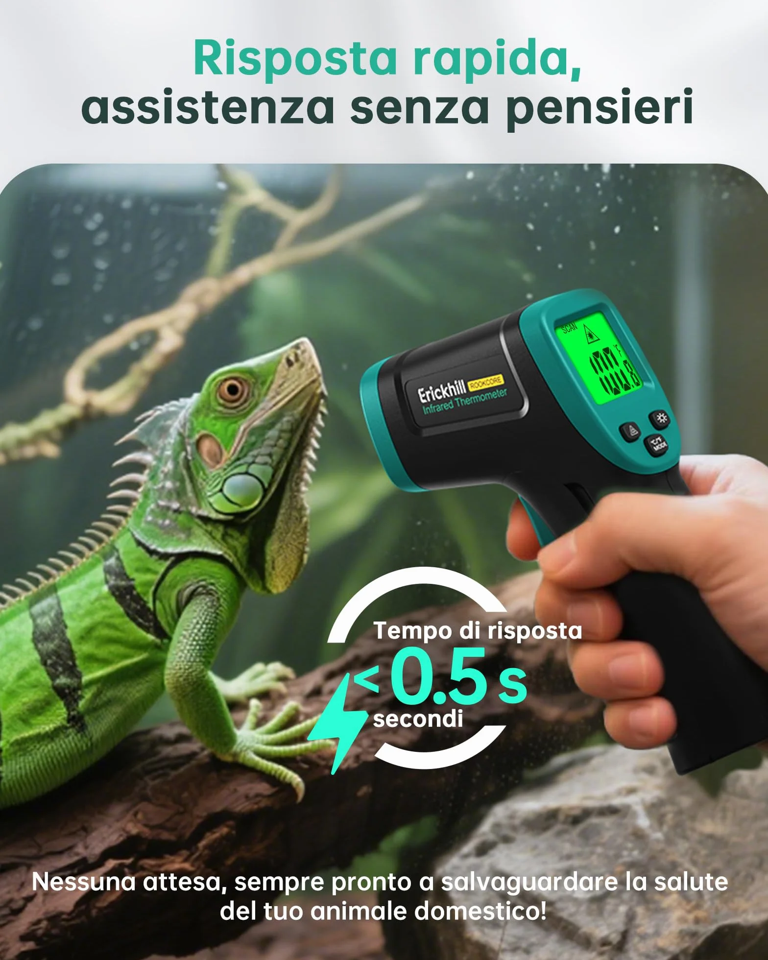 ERICKHILL Termometro a infrarossi -50°C ~ 600°C laser senza contatto con emissività regolabile