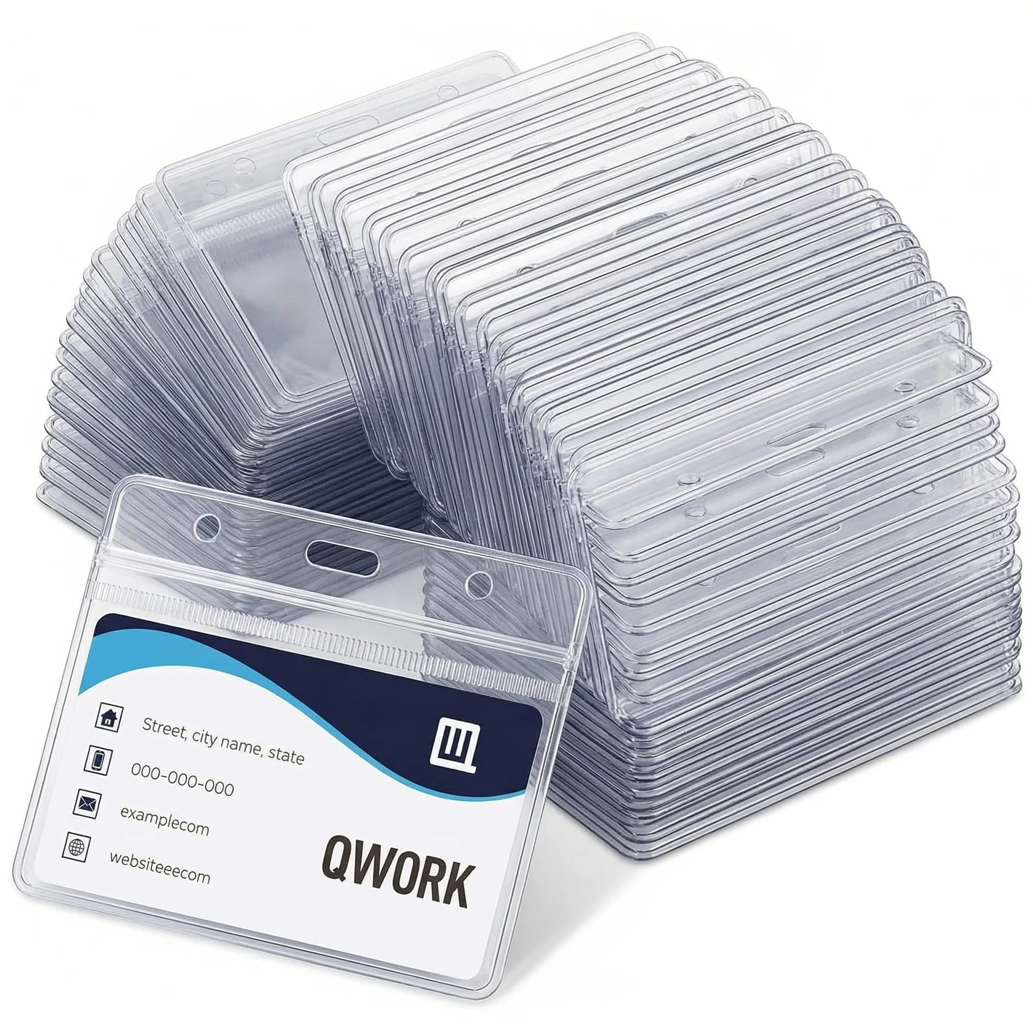QWORK Porta tessere orizzontali 100x82 mm 88x55 mm plastica ispessita 0,56 mm 100 pezzi