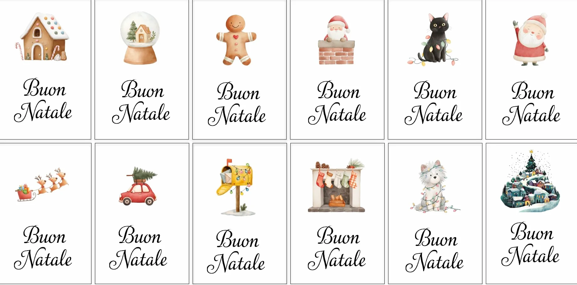Biglietti di Natale in Italiano A6 con Buste Bianche – Set di 30 per Auguri Festivi