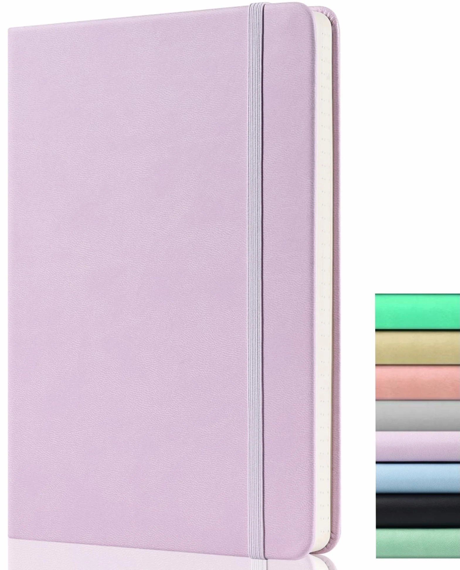Taccuino A5 Bianco Copertina Rigida 120GSM 172 Pagine Quaderno con Tasca Posteriore Banda Elastica Lilla