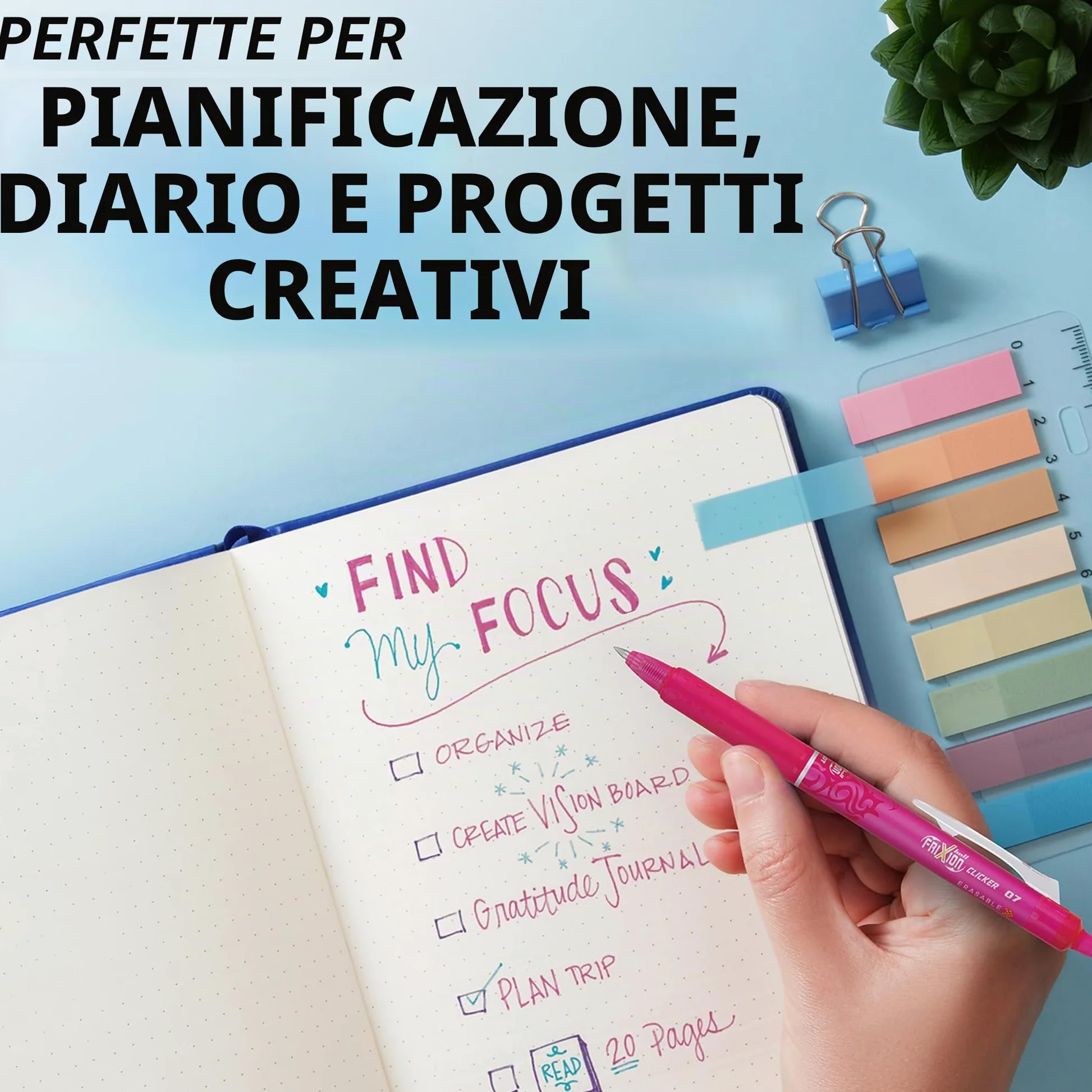 PILOT Penna 14447 FriXion Clicker Cancellabile, Ricaricabile & Retrattile Penna inchiostro gel, Punta fine, Colori assortiti, Confezione da 15