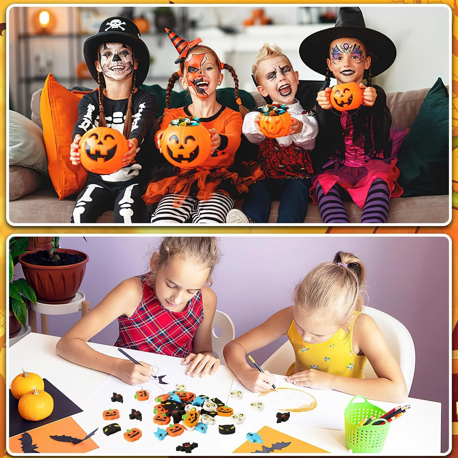 JUNEBRUSHS 30 mini gomme da cancellare per Halloween