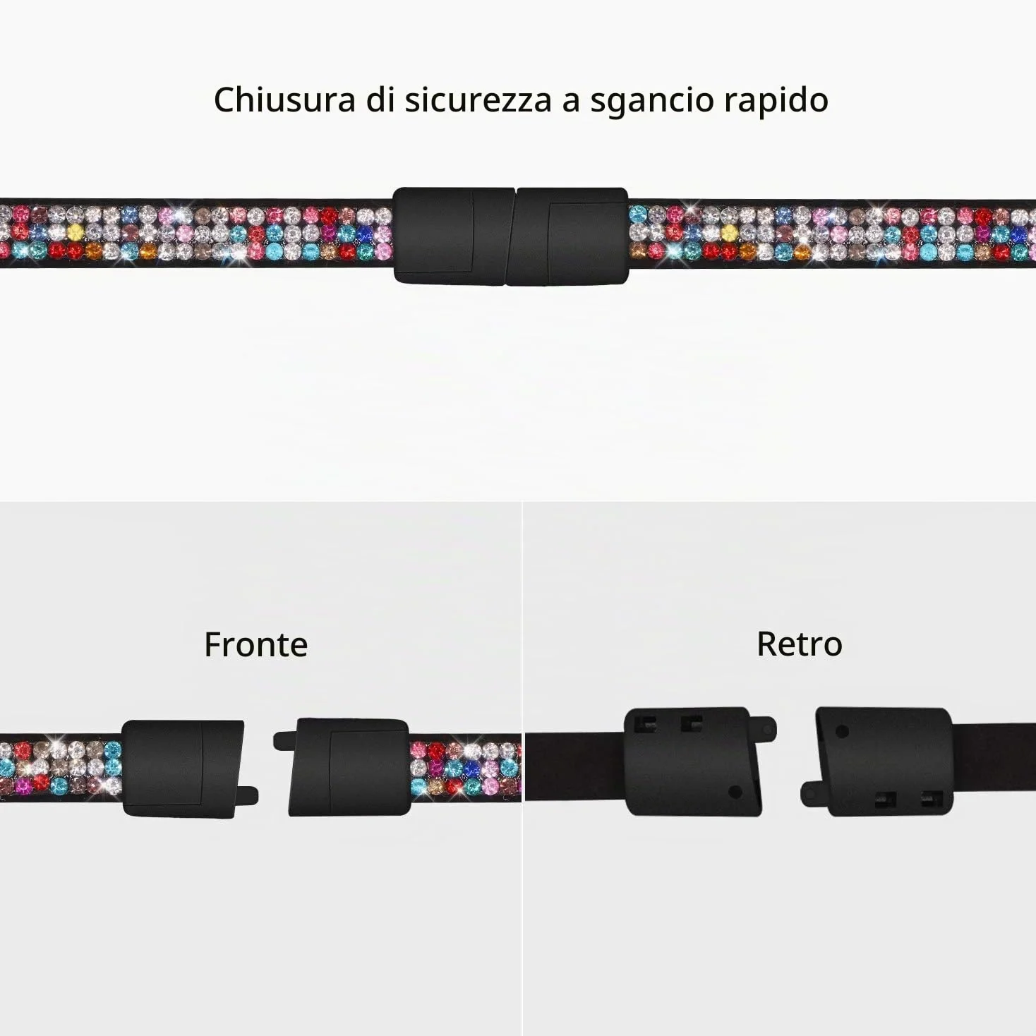 Soleebee 80cm Bling Cristallo Pelle Collo Cordini Cinghie per Porta badge retrattile per Carte di identità, Chiavi, Impiegati, Carta dello studente, USB, ecc. -12 pezzi (con Badge Reel)