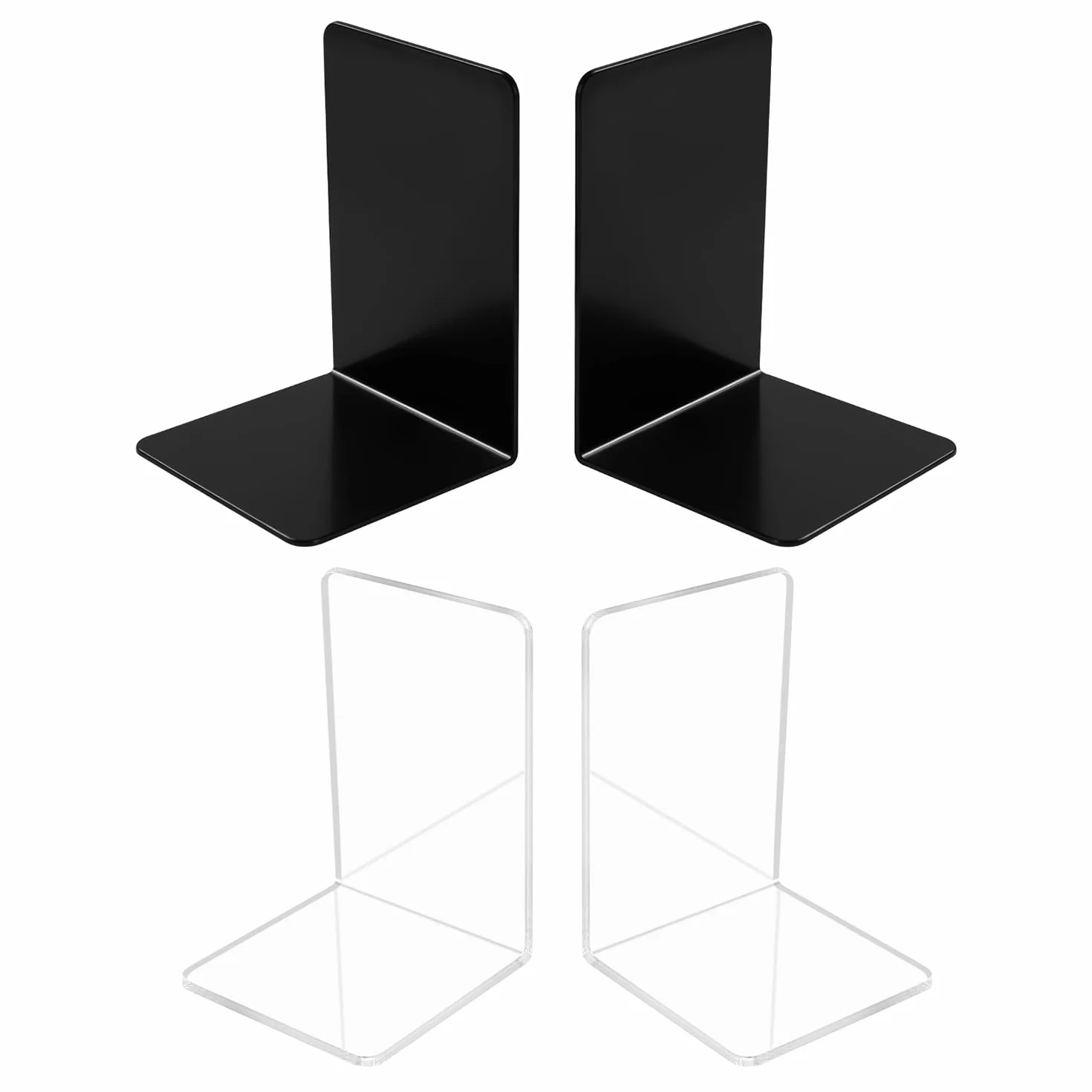 Fermalibri per Mensole Trasparente, Grande e Rinforzato, Ferma Libri per Libreria, Reggilibri Design Semplice Stabile