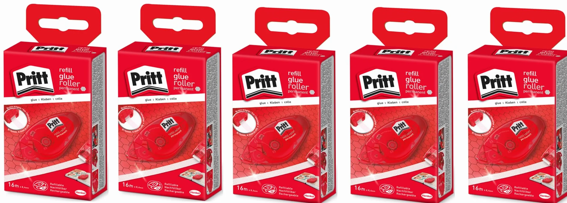 Pritt zrrph colla Roller Refill, permanente, Band lunghezza: 16 m, larghezza di banda: 8.4 mm, 5 pezzi