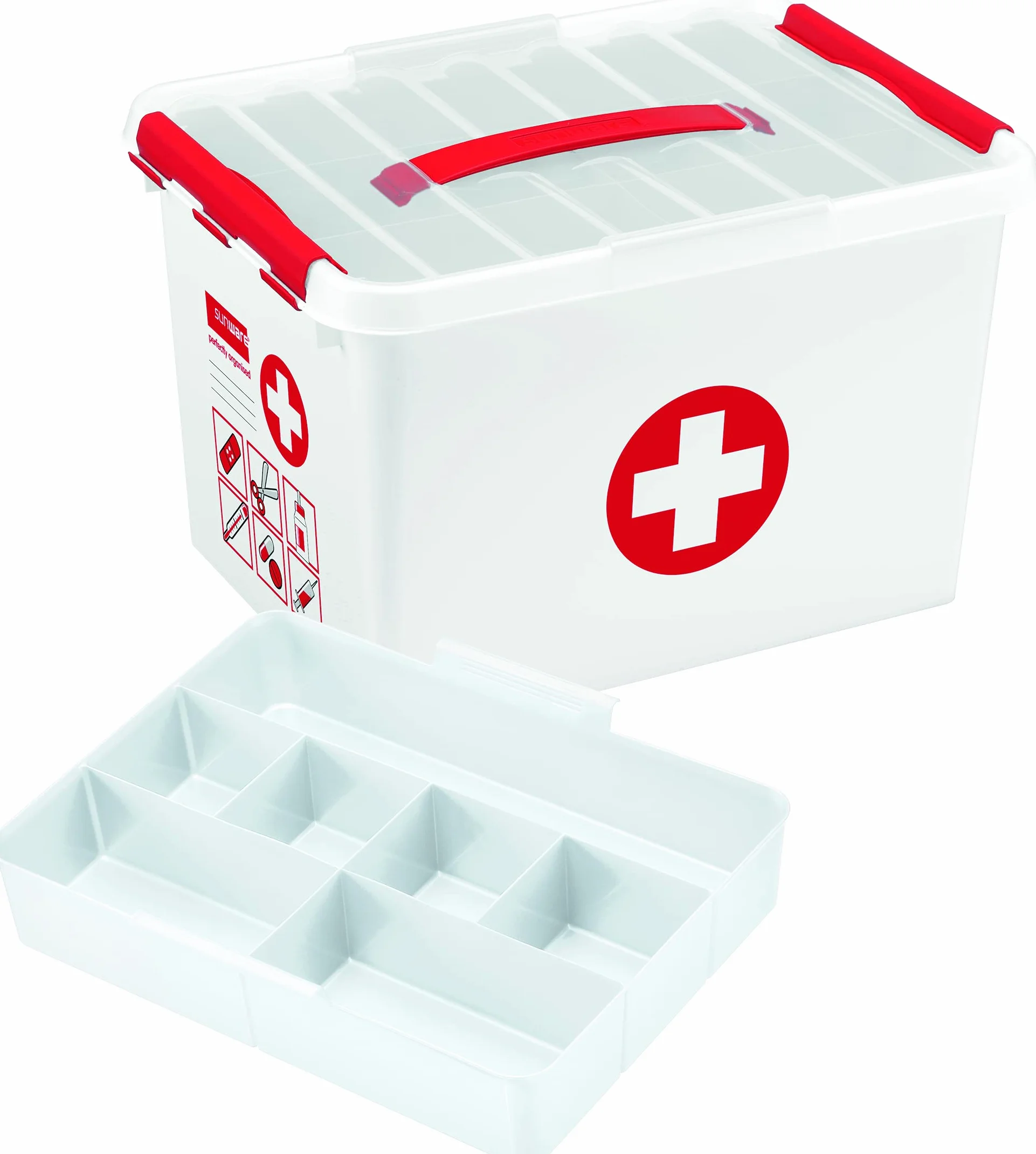 Sunware Q-Line Valigetta Pronto Soccorso Vuota 22L – 40x30x26cm – Cassetta Medica – Kit Primo Intervento Casa Auto – Senza Contenuto
