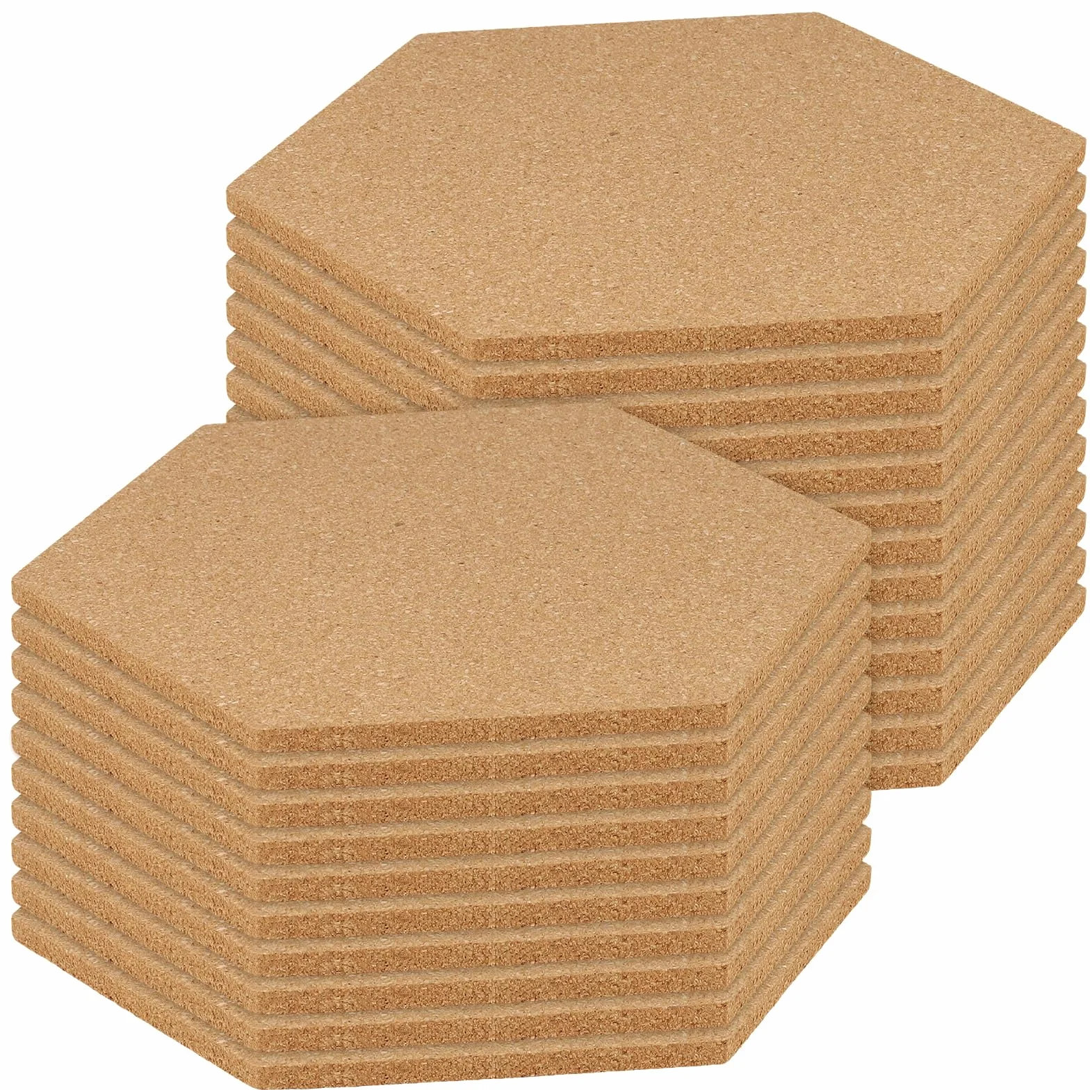 24 Pezzi Pannelli Esagonali in Sughero, 200 x 175 x 6 mm, Bacheca da Parete per Ufficio, Camera da Letto e Soggiorno, Colore Marrone