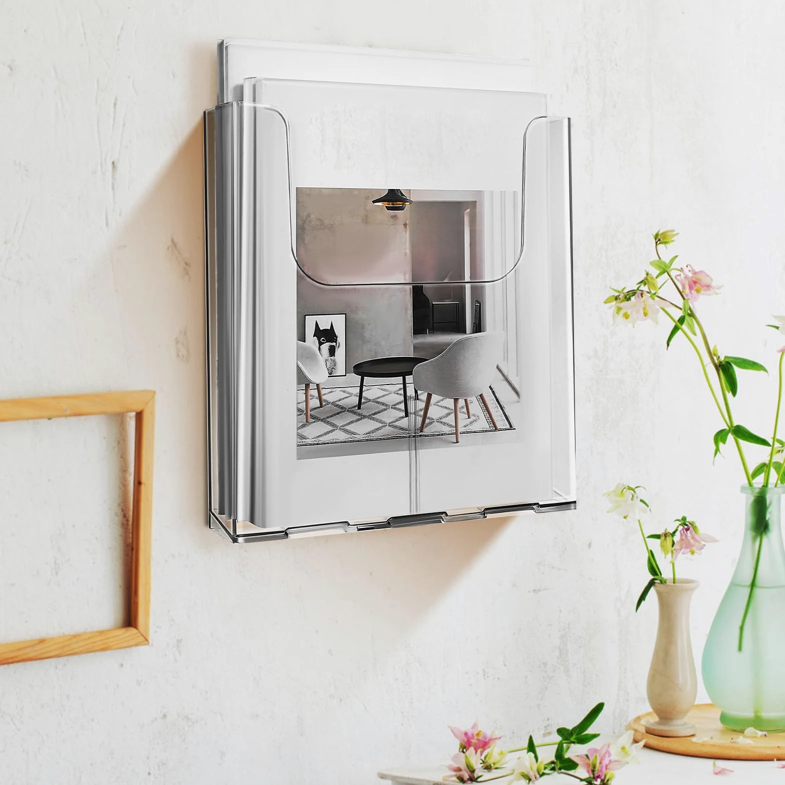 4 Pezzi Portadocumenti da Parete in Acrilico A4, Set da 4 | Organizer per Scuola e Casa, Resistente alla Deformazione, Facile Installazione