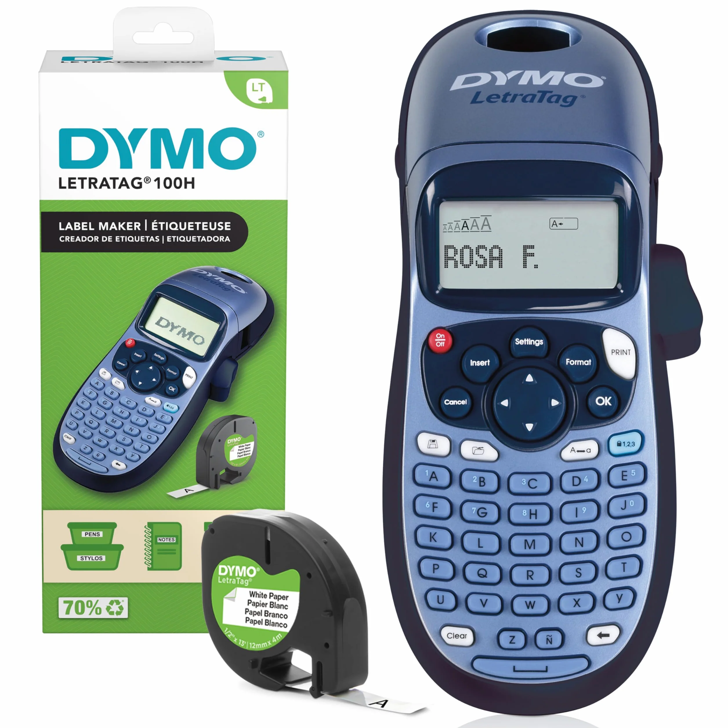 DYMO LetraTag LT-100T Etichettatrice palmare con tastiera ABC e display LCD 13 caratteri
