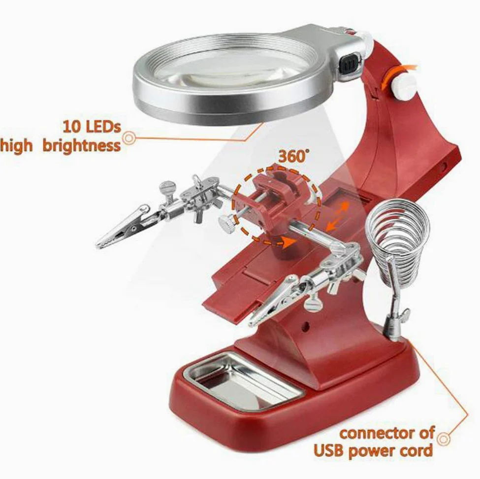 Lenti di ingrandimento, Lente di ingrandimento, Lampada di ingrandimento a LED 3X 4.5X con Clip alimentata Tramite USB, Lente di ingrandimento in Vetro Ottico/Bianca. Il Nuovo Prog