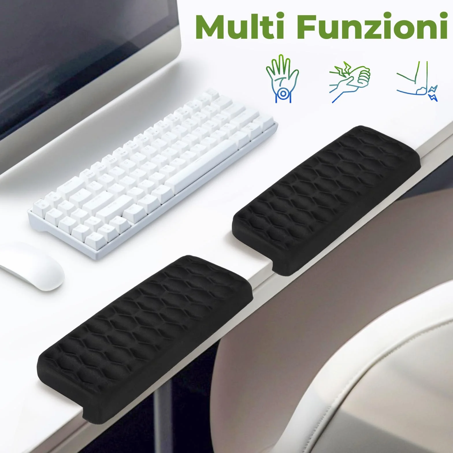Poggiagomiti da Scrivania a Forma L 30x10.5cm Memory Foam Supporto Gomiti Ergonomico
