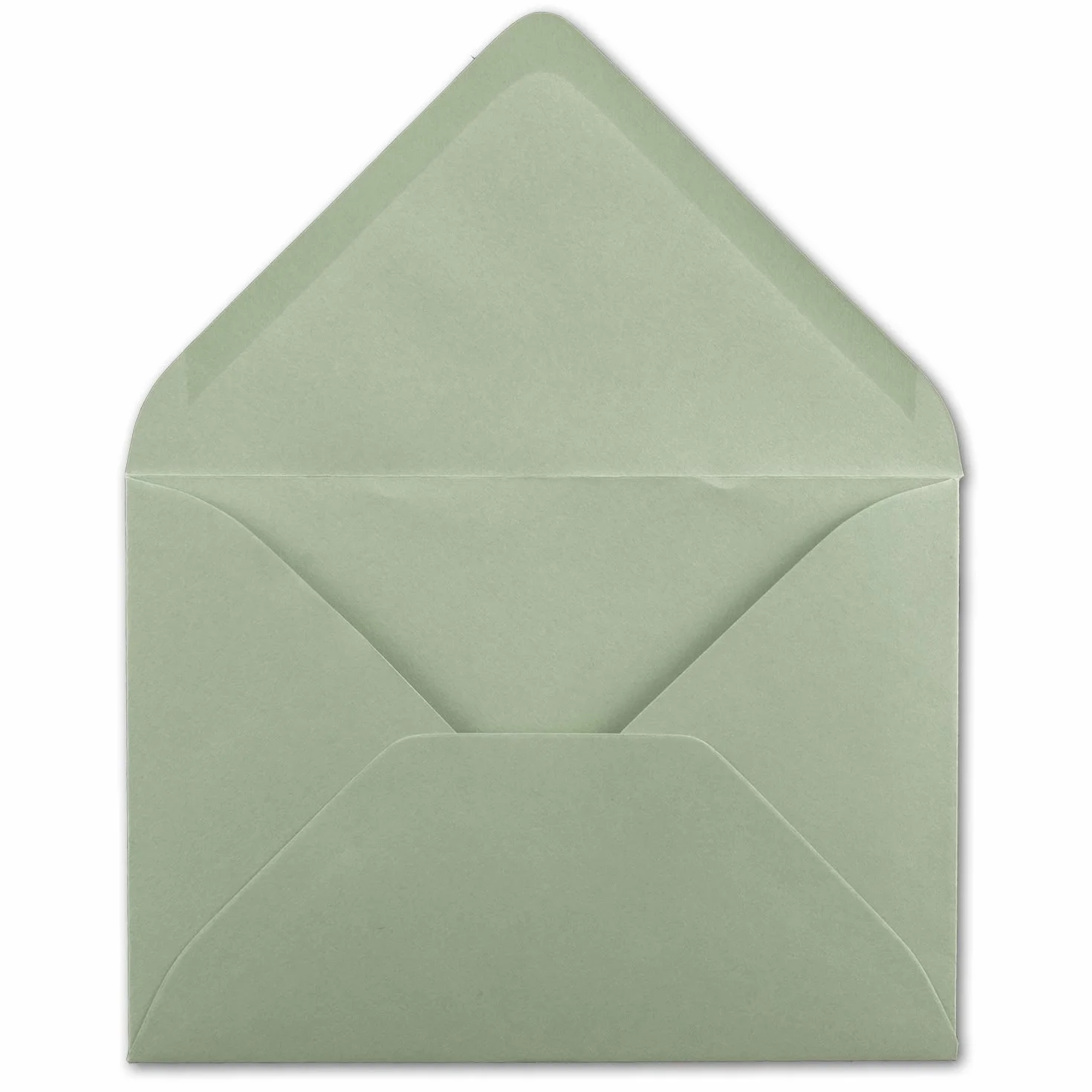 Buste B6-17,5 x 12,5 cm Verde Eucalipto 120 g/m² Con Lembo a Punta - 50 Pezzi