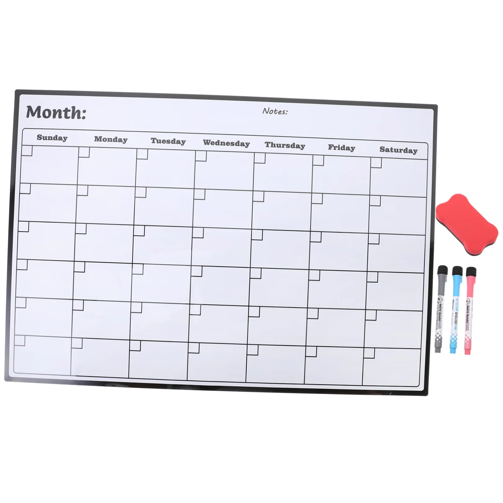 Lavagna Calendario Magnetica Mensile Bianca Cancellabile A3 5 Pezzi | Plastica Nano-coating, Struttura Magnetica, Ampio Spazio Note, Promemoria e Liste Colore Casuale