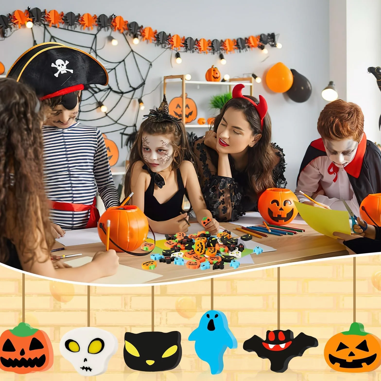 JUNEBRUSHS 30 mini gomme da cancellare per Halloween