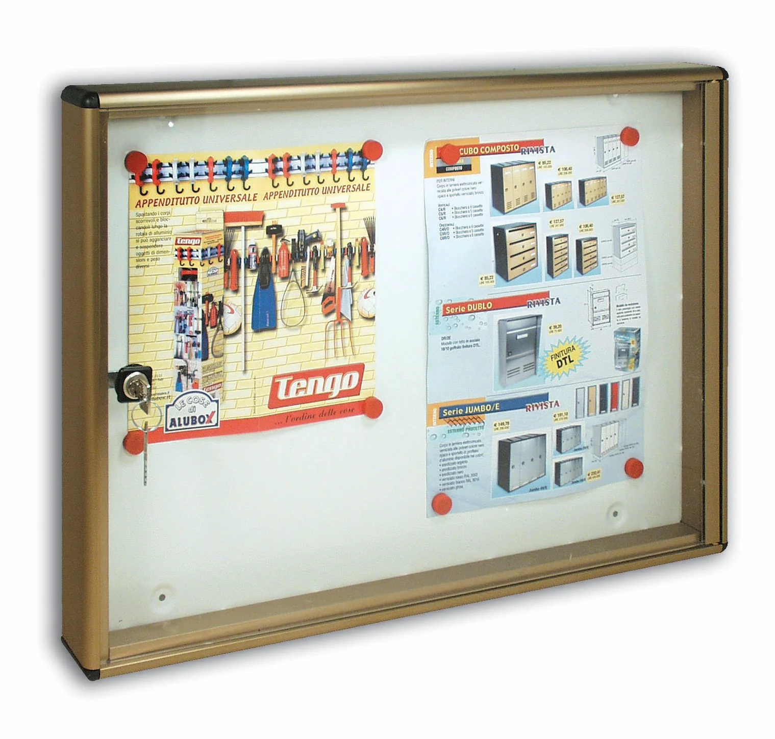 ALUBOX Bacheca Da Parete Per 1 Foglio A3 In Alluminio Anodizzato Bacheca Porta Avvisi Con Magneti Inclusi (BRONZO)